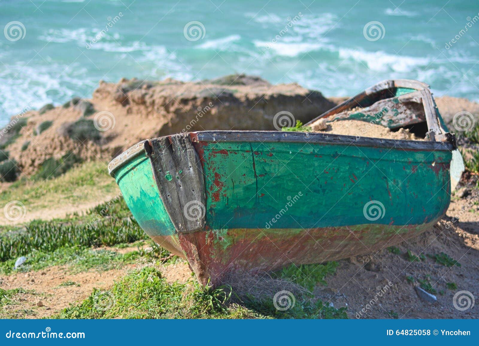 Green boat stock photo. Image of green, coast, shipwrecked 64825058