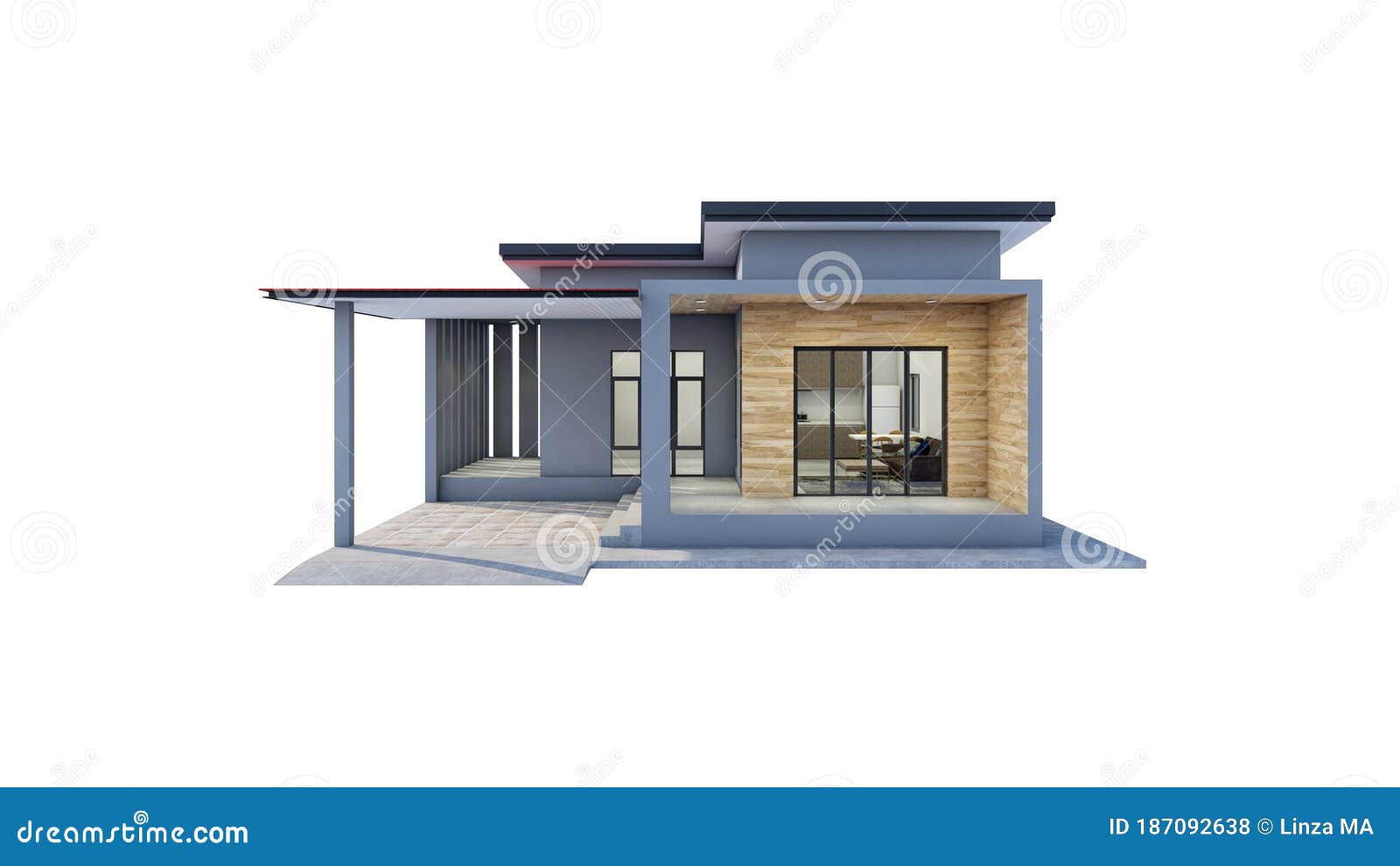 Small House Concrete and Wooden Style Design Stock Illustration ...