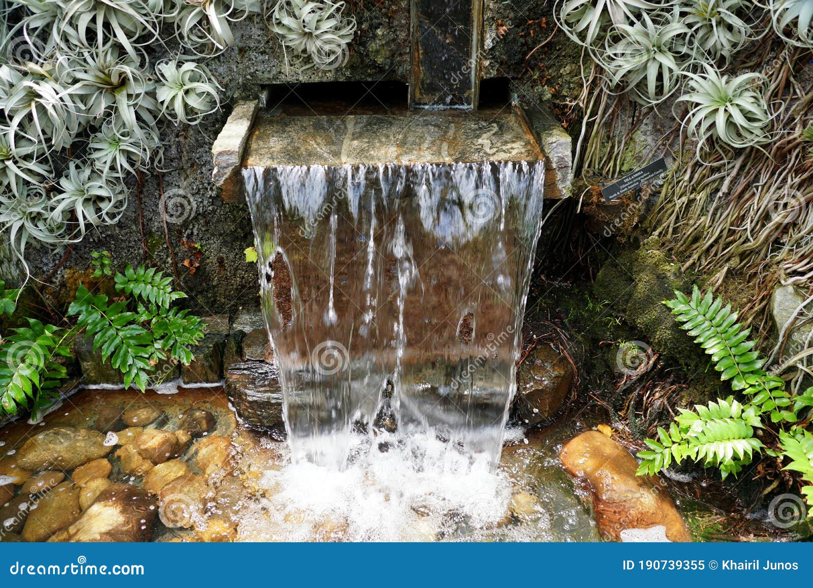 A Small Indoor Waterfall with a Single Drop by the Rocks Stock Image