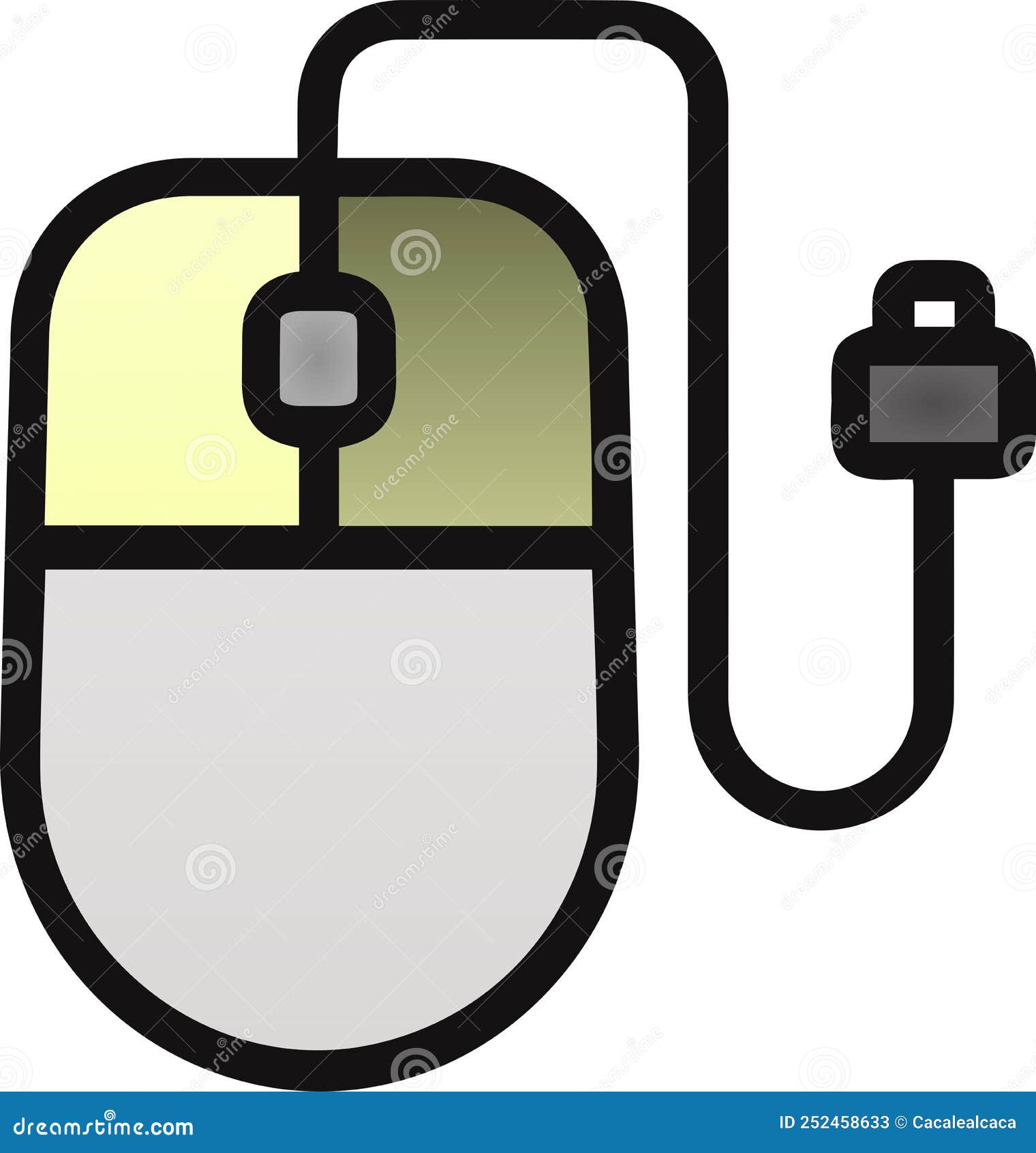 The Drawing of a Rightclicked Yellow Computer Mouse, a Small Hardware