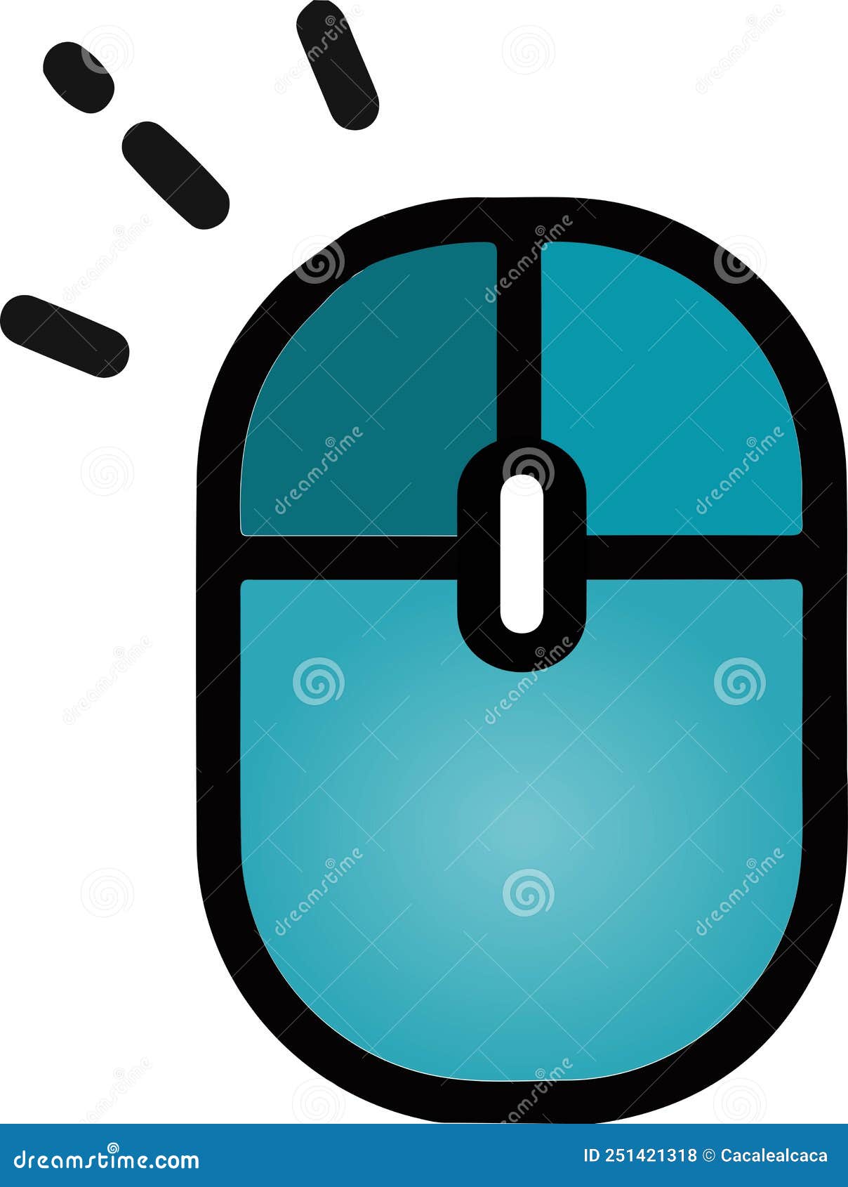 The Drawing of a Leftclicked Blue Computer Mouse, a Hardware Input