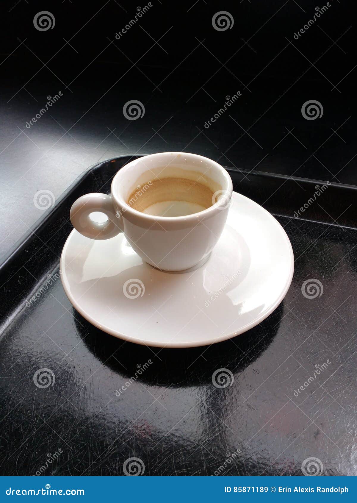 Small Ivory White Demitasse Espresso Cup with Matching Saucer on a