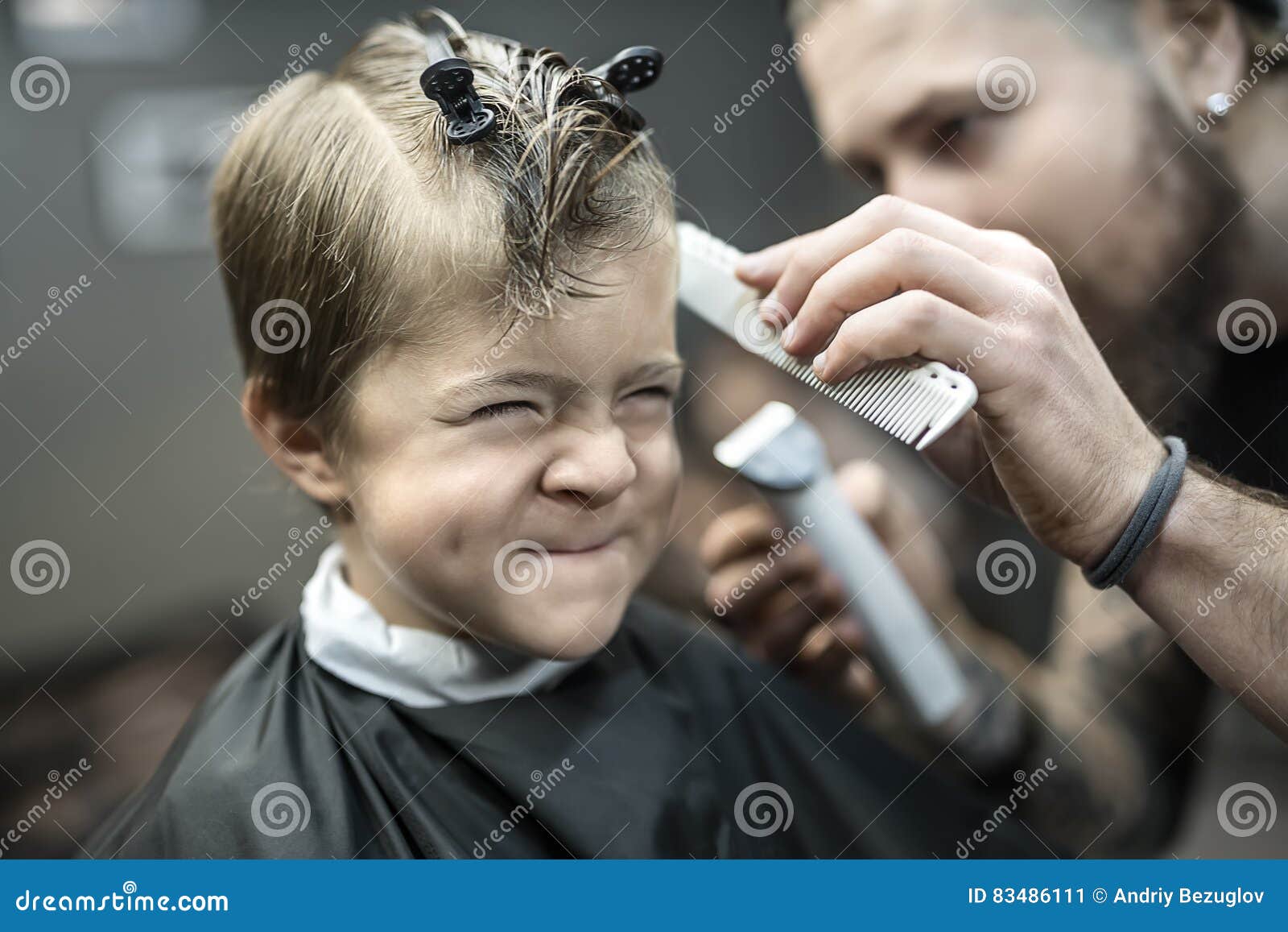 Small kid in barbershop stock image. Image of little - 83486111