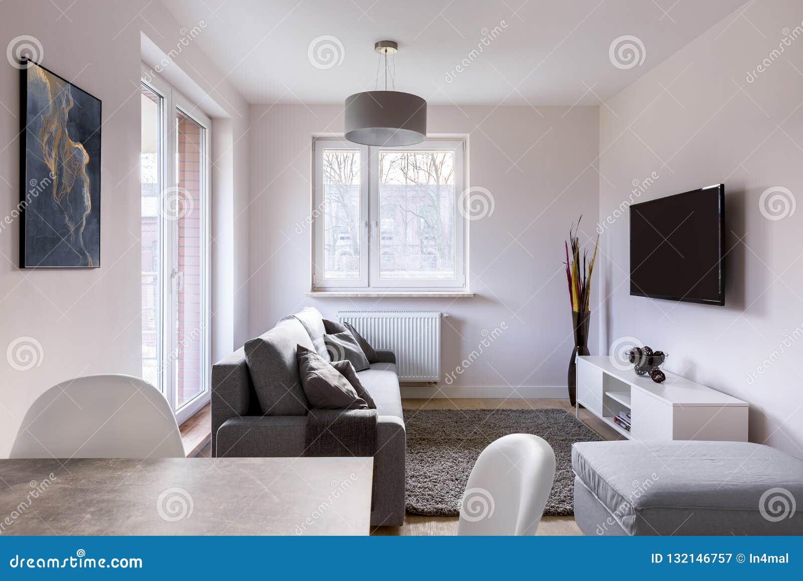 Living Room With Dining Table Stock Image Image Of Table