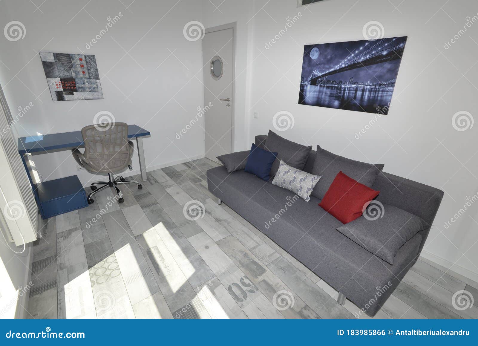 Small Living Room With Sofa And Work Desk Stock Photo Image Of Model