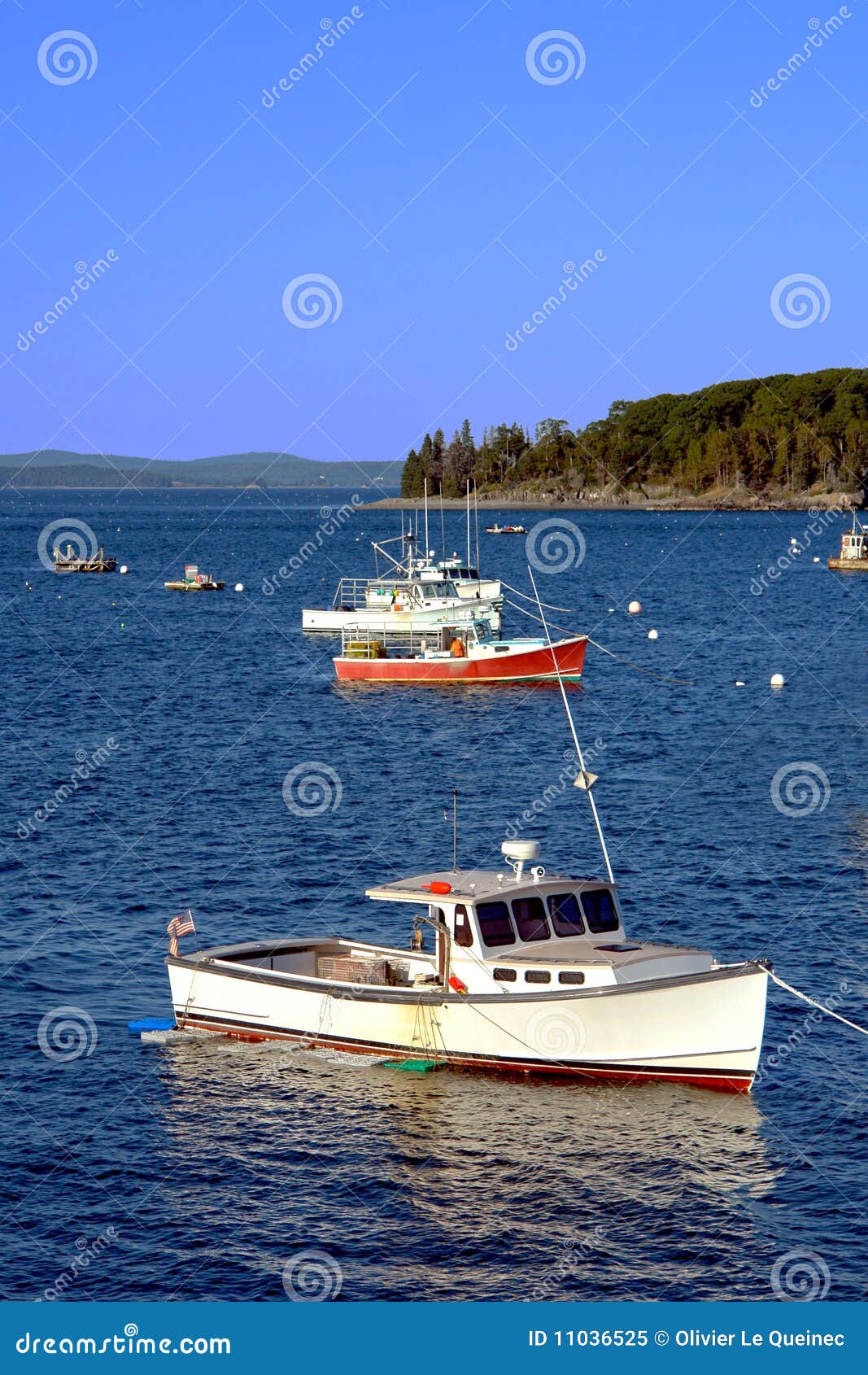 Small Lobster Fishing Boat In Maine Coast Bay Royalty Free 