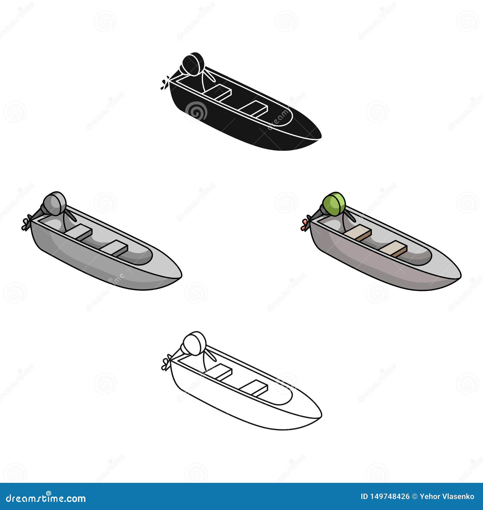 Small Metal Boat with Motor for Fishing.Boat for River or Lake