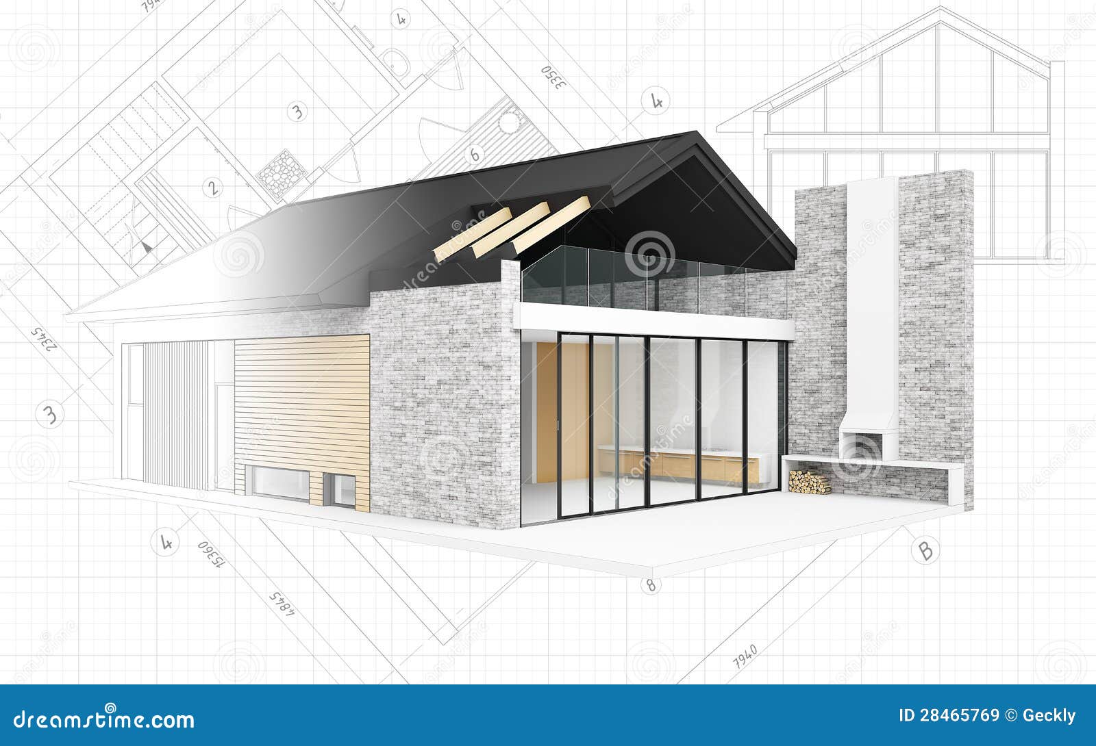 Small modern  house  project  stock illustration 