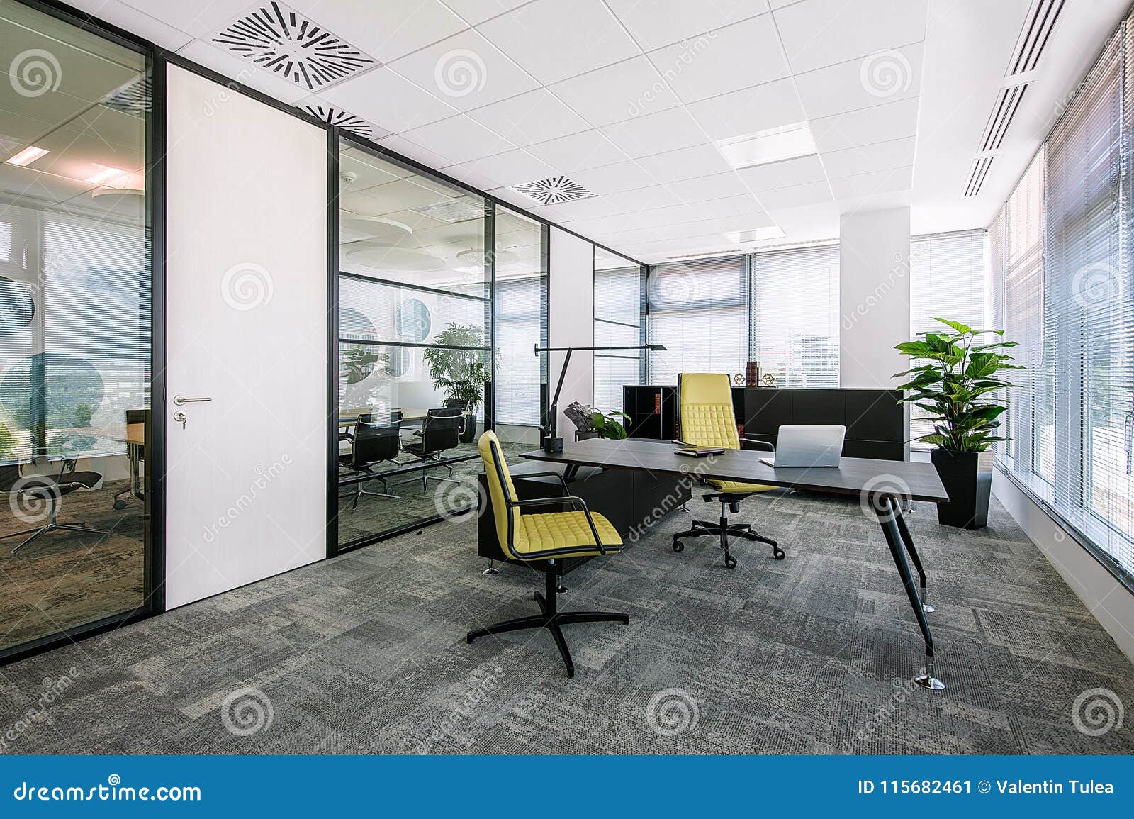 Small Modern Office Boardroom And Meeting Room Interior With