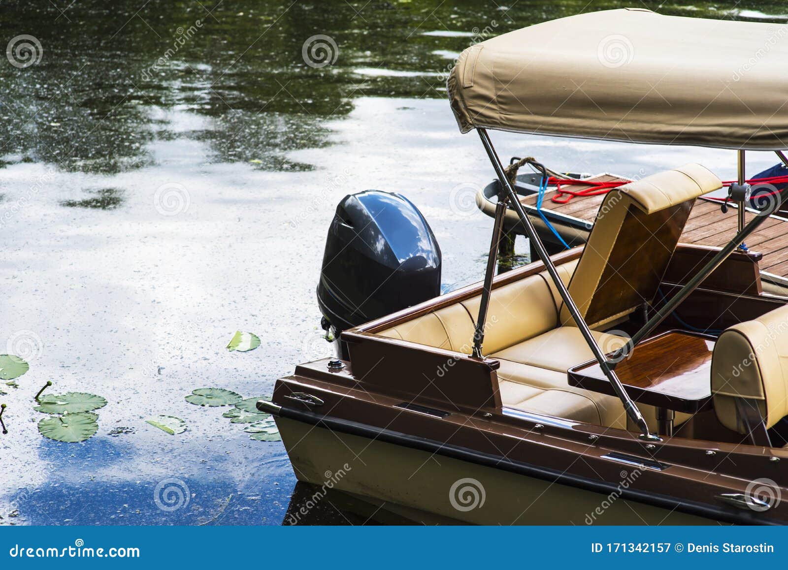 Small Motor Boat at Anchor by Rope in Replot Pier Stock Image Image of daylight, anchor 171342157
