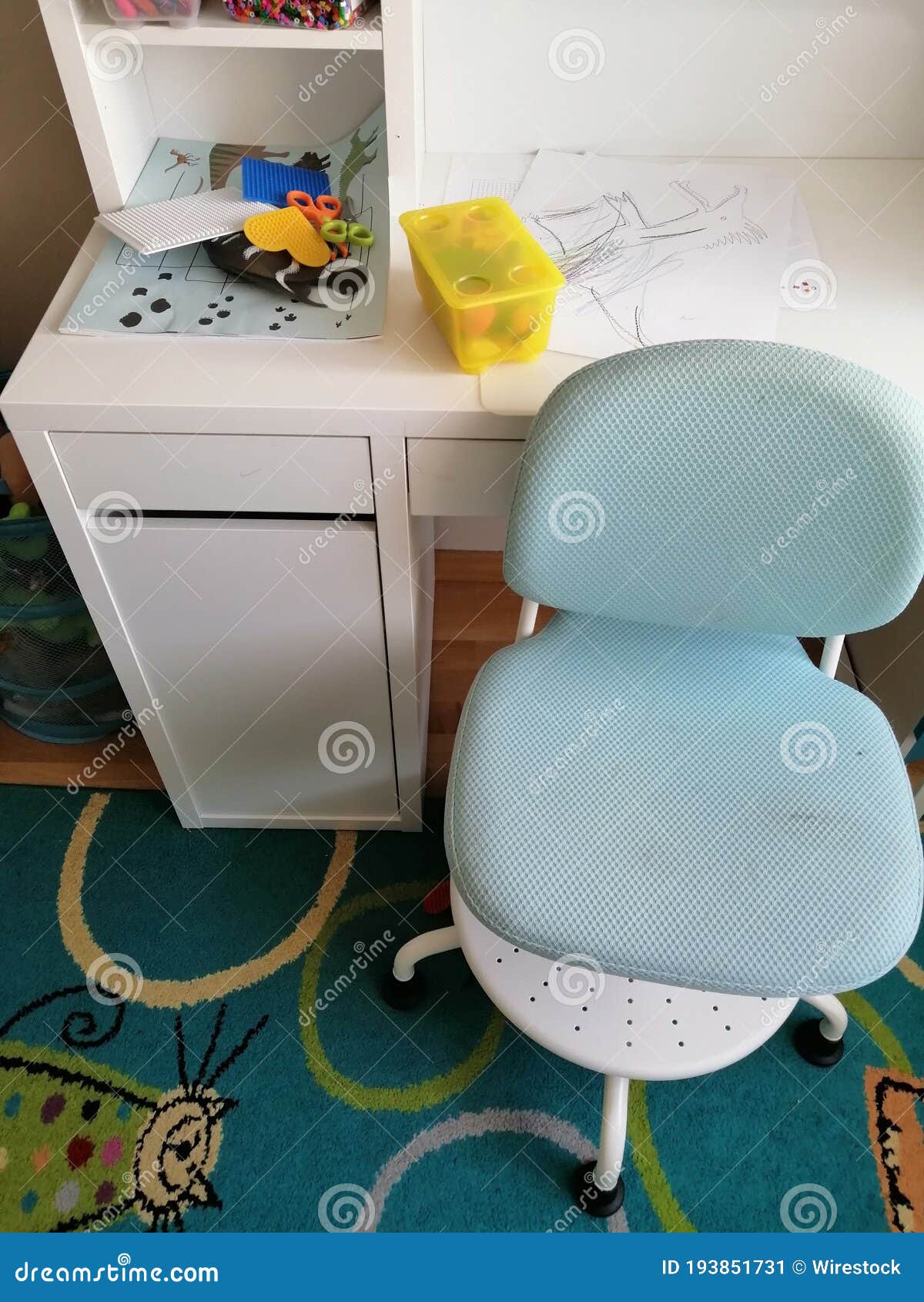 Small Office Chair and Table Stock Image Image of carpet, work 193851731