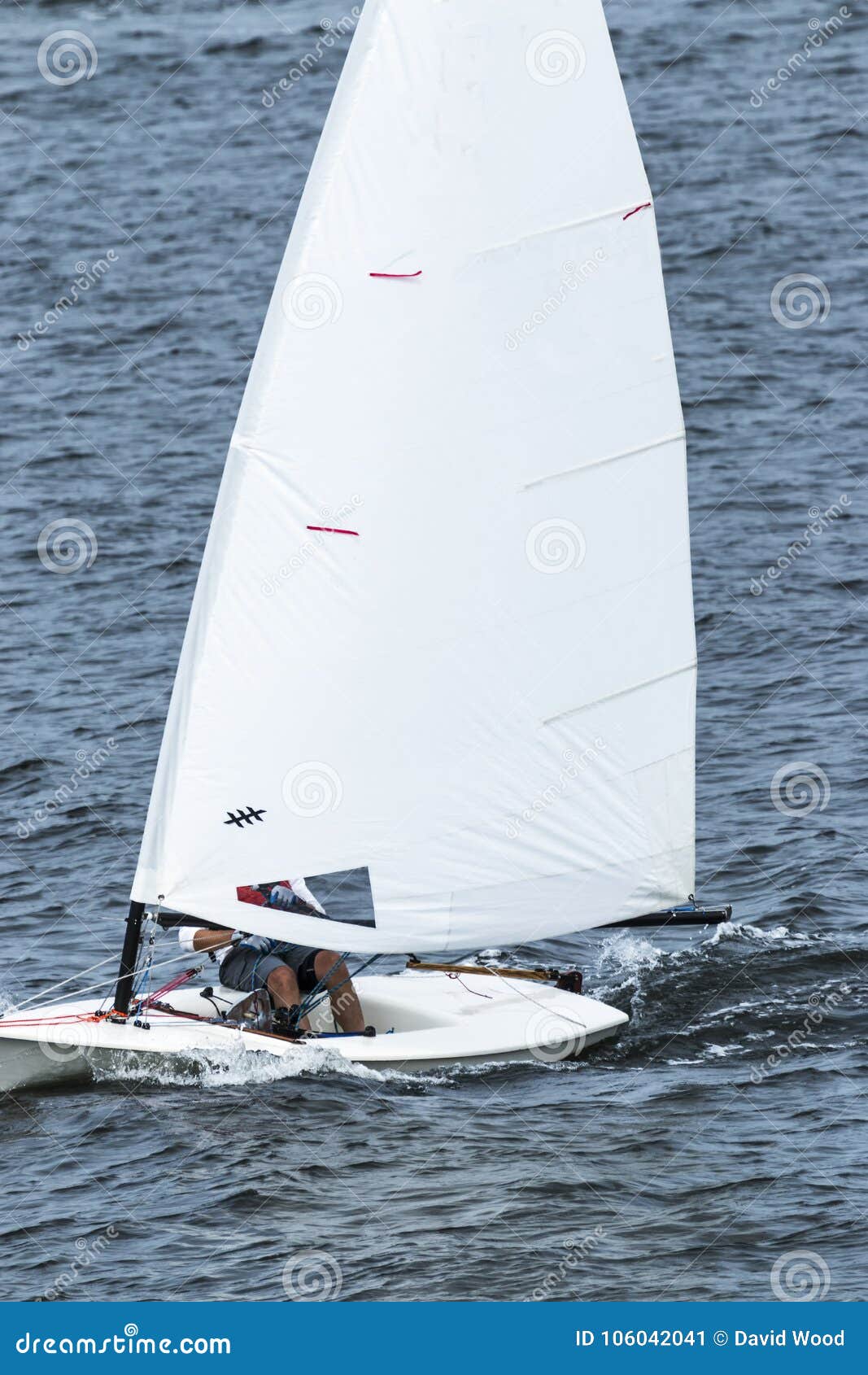 One Person Sailboat In The Water Stock Image - Image of ...