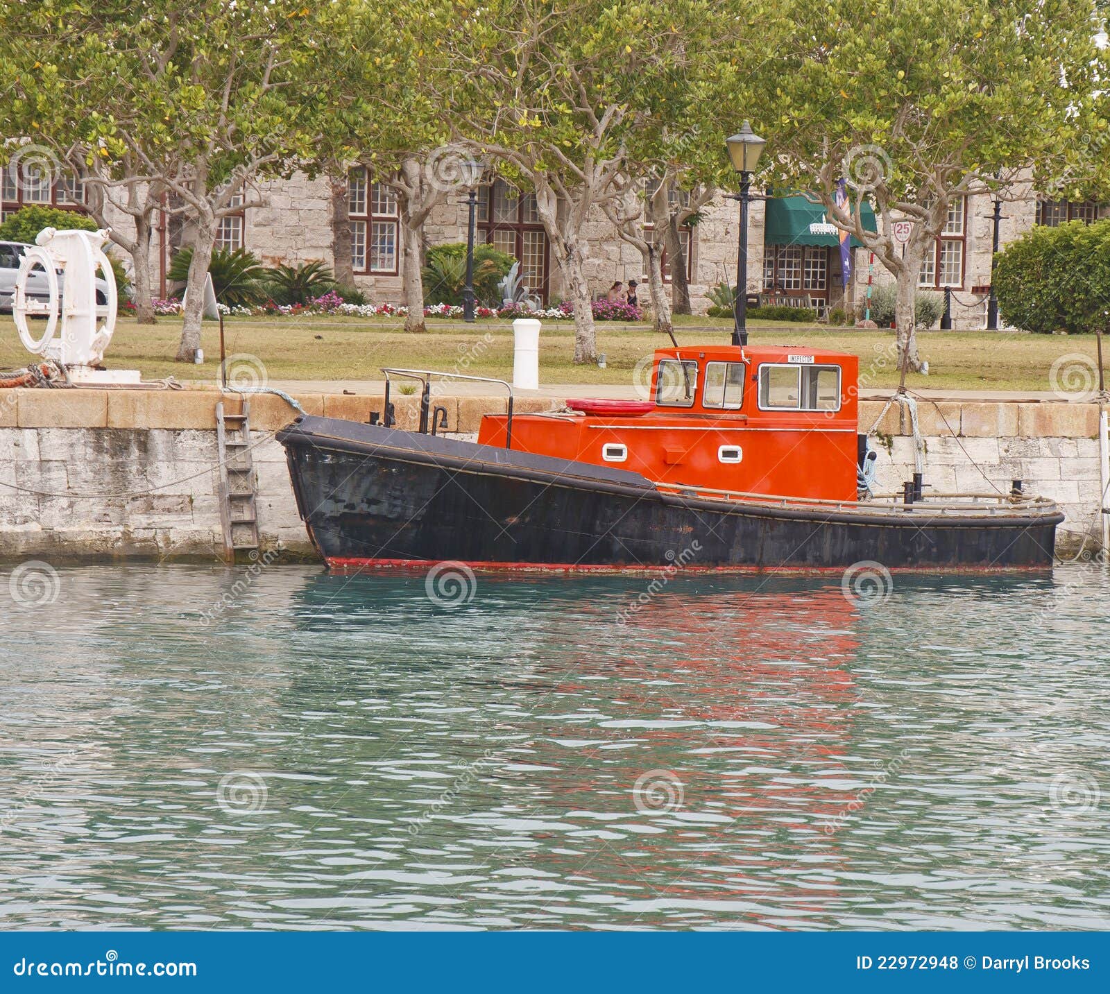 Small Orange Boat at Harbor Stock Photo Image of water, vessel 22972948