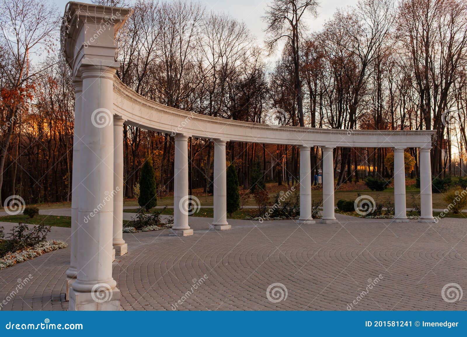 Small Outdoor Colonnade in the Park Stock Image - Image of outdoor ...