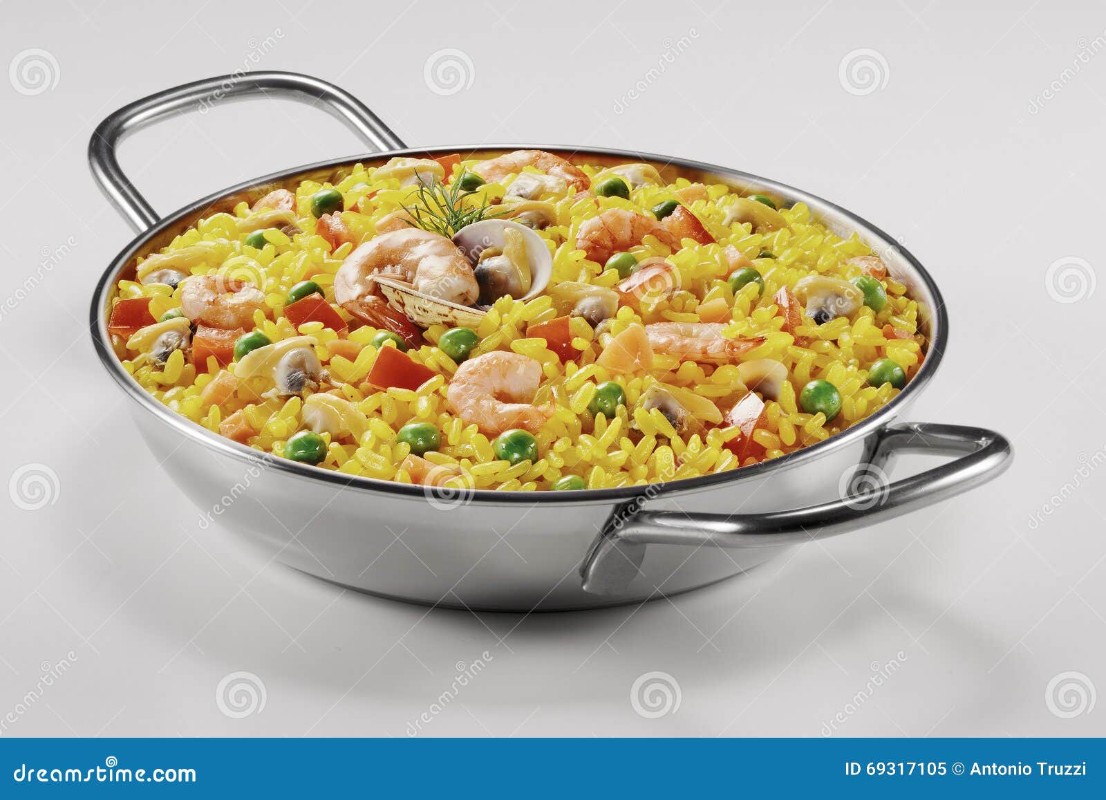 Small paella in a pan stock image. Image of background 69317105