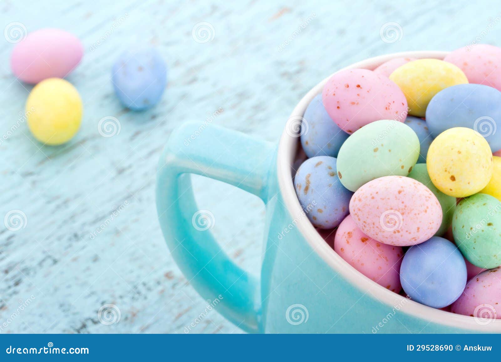Small Pastel Easter Eggs in a Blue Cup Stock Photo Image of holiday, sweet 29528690