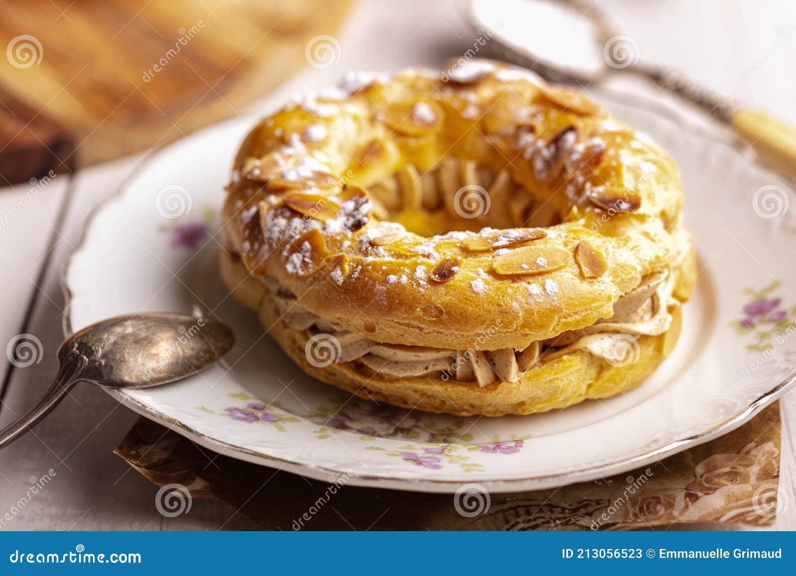 Small Pastry Paris Brest in an Old Plate Stock Image Image of food, wood 213056523