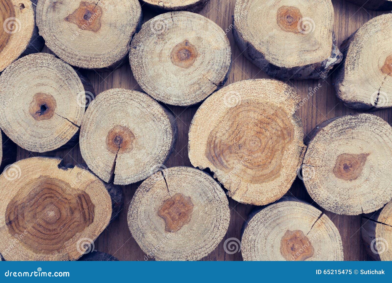 Small piece of wood logs used for design decorated interior, wood texture background