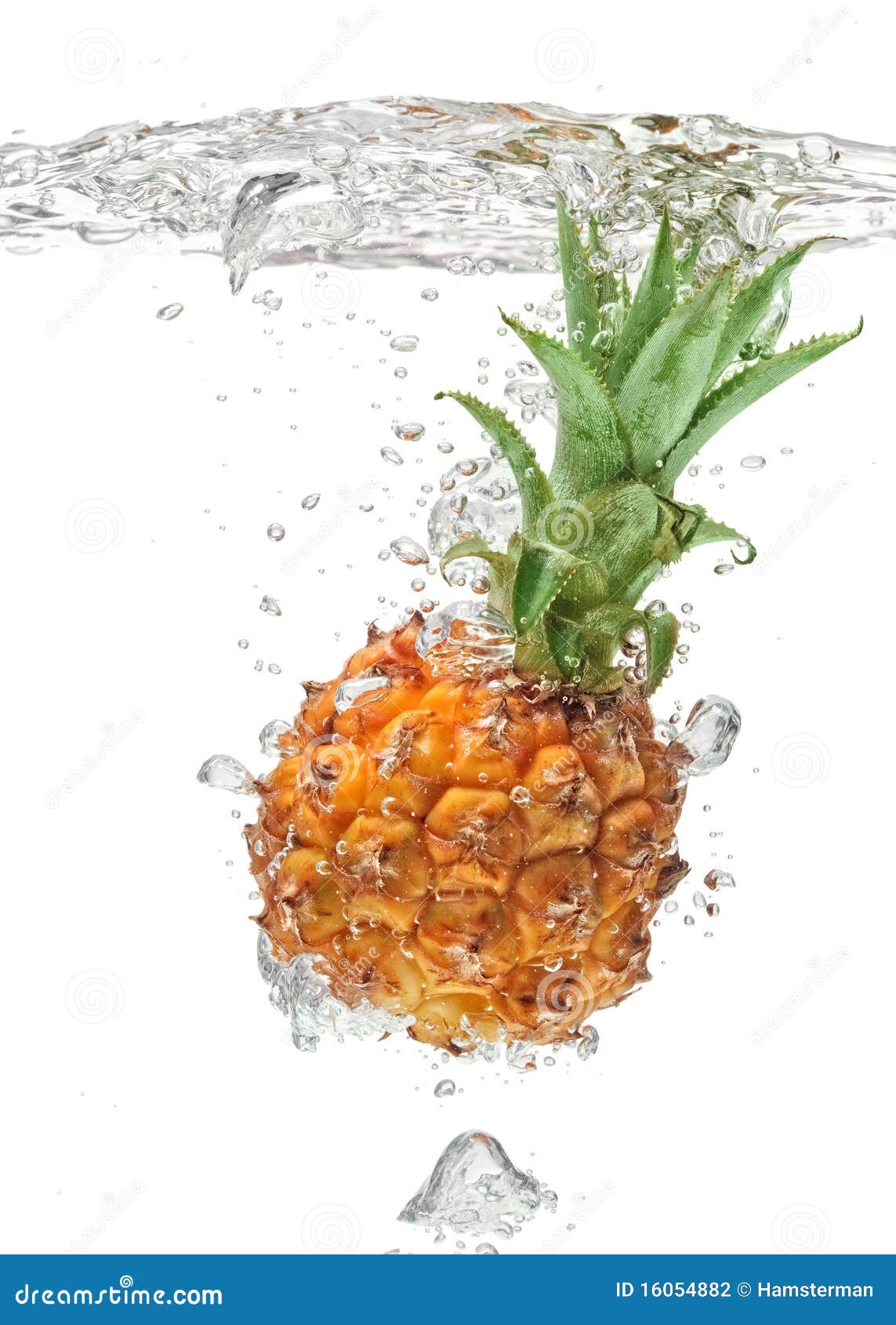 Small Pineapple Falling in Water on White Stock Photo Image of fresh