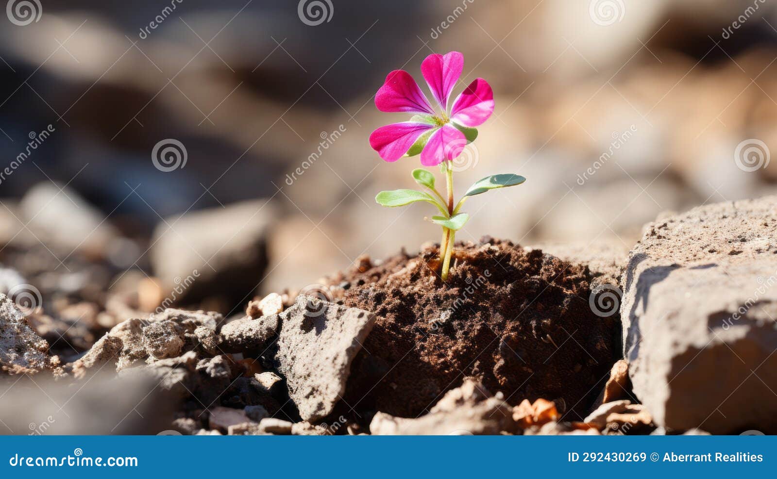 A Small Pink Flower is Growing Out of the Ground Stock Illustration
