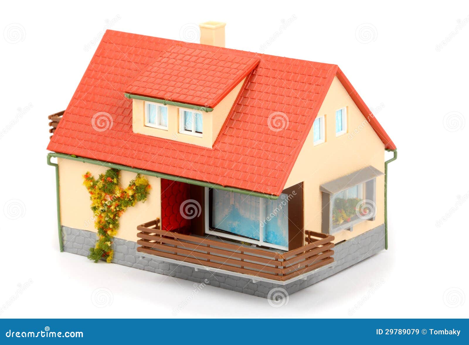 A Small House with Red Roof Stock Image - Image of exterior, property ...