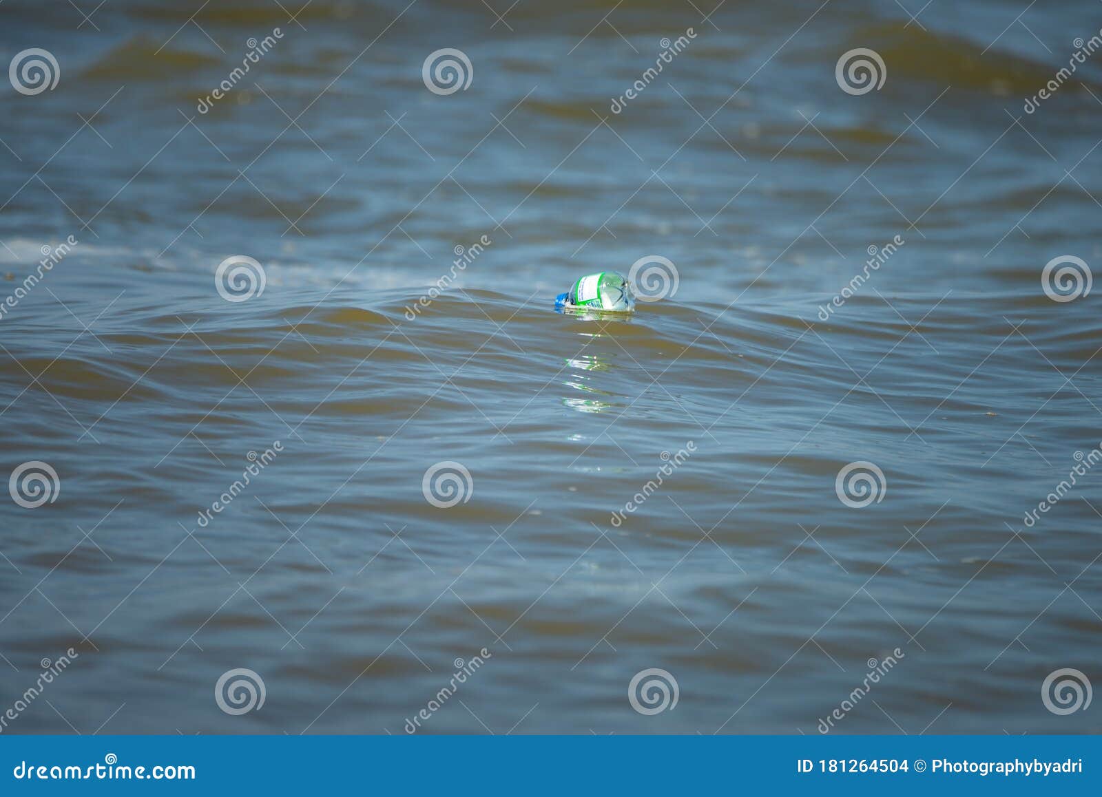 Plastic Water Bottle Floating on the Ocean Stock Photo Image of