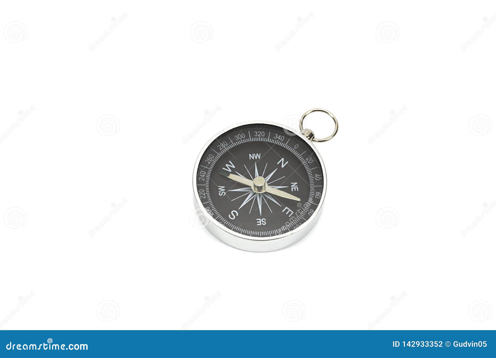 Small Pocket Compass Isolated On White Background Stock Photo Image