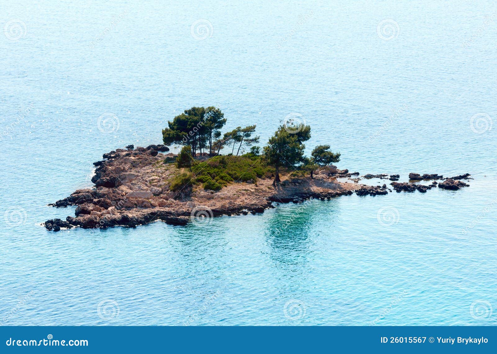 Small Rocky Island with Few Trees Stock Image Image of small, blue