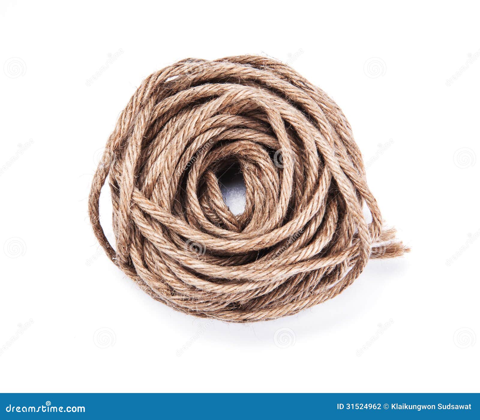 Small Rope Coiled on White Background Stock Photo - Image of bind