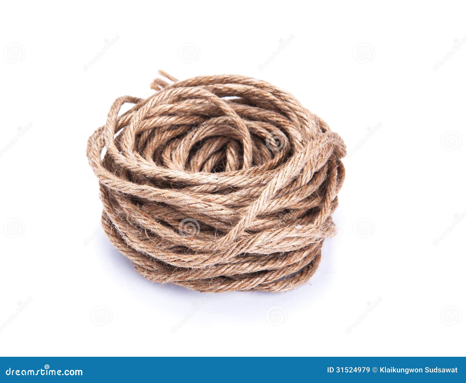 Small Rope Coiled on White Background Stock Image - Image of white, nature:  31524979