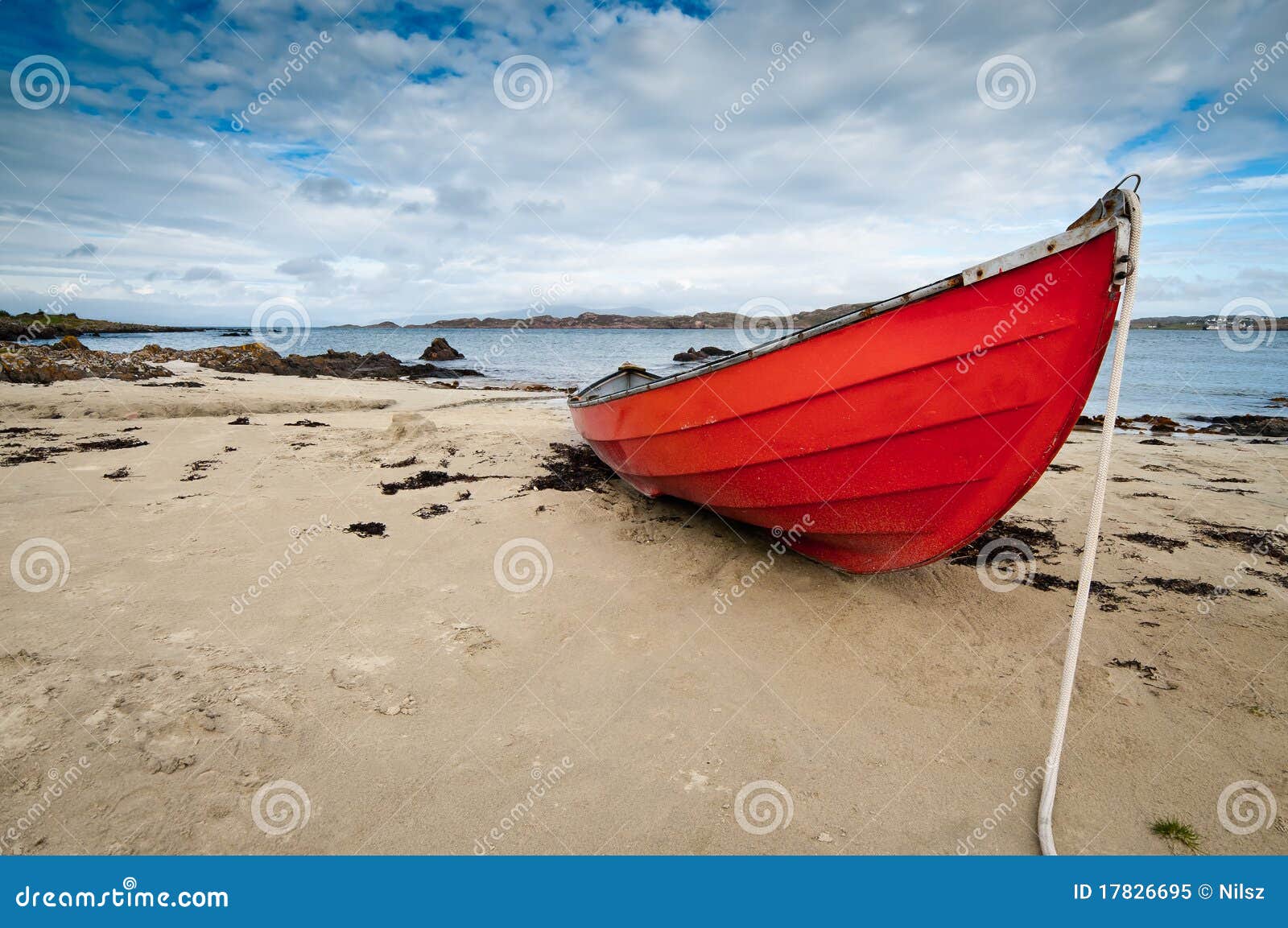 small rowboat lying at shore