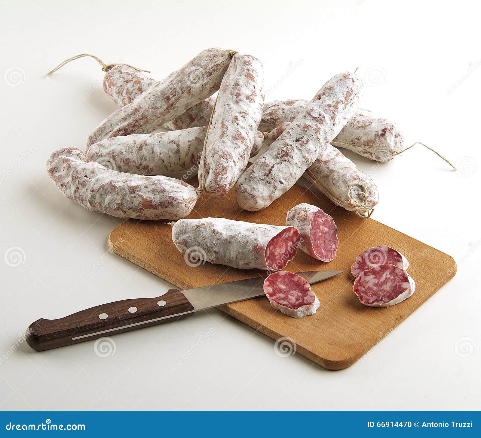 Small Salami Hunters with Knife Stock Photo Image of salame, salami