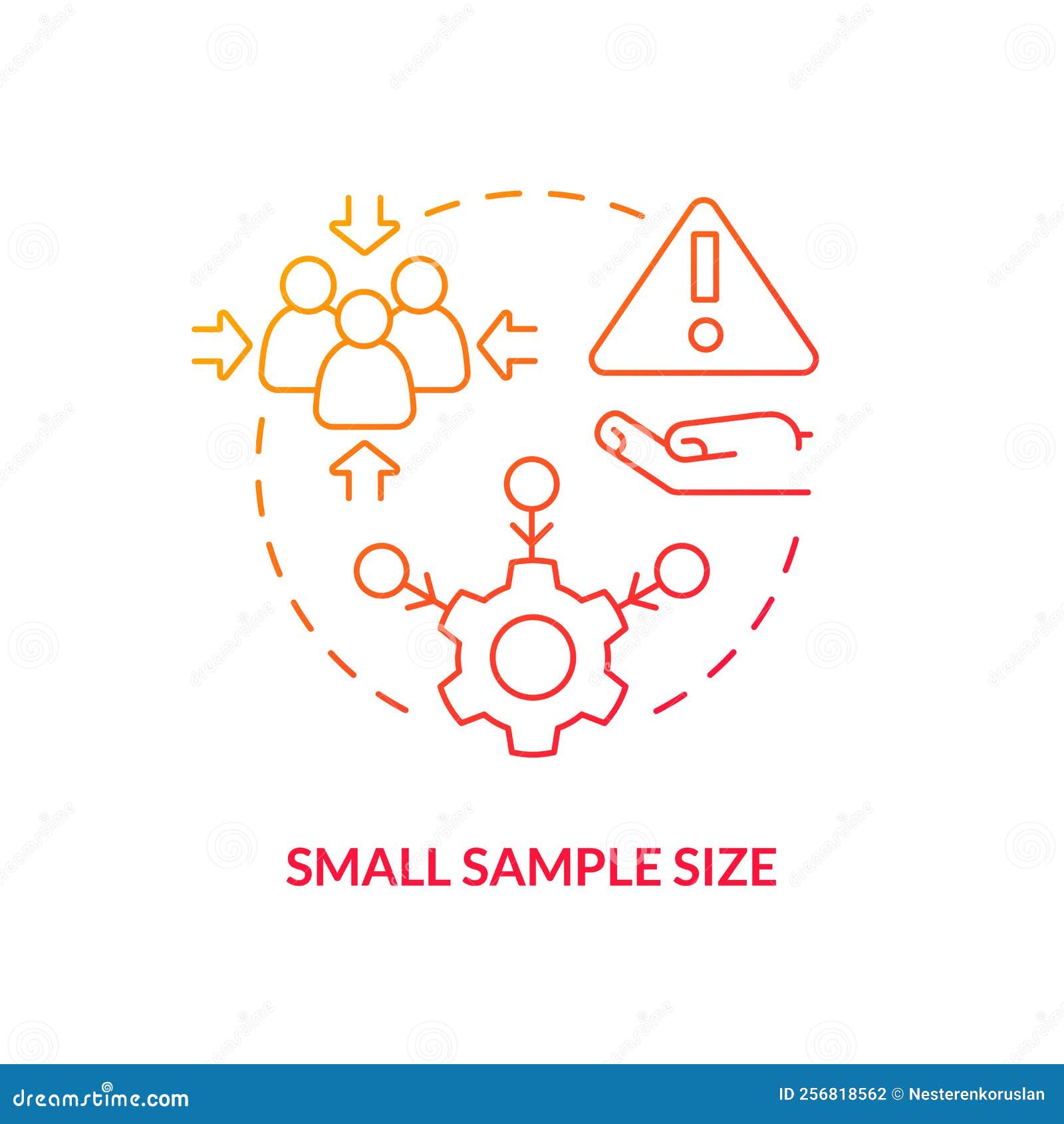 small sample size red gradient concept icon