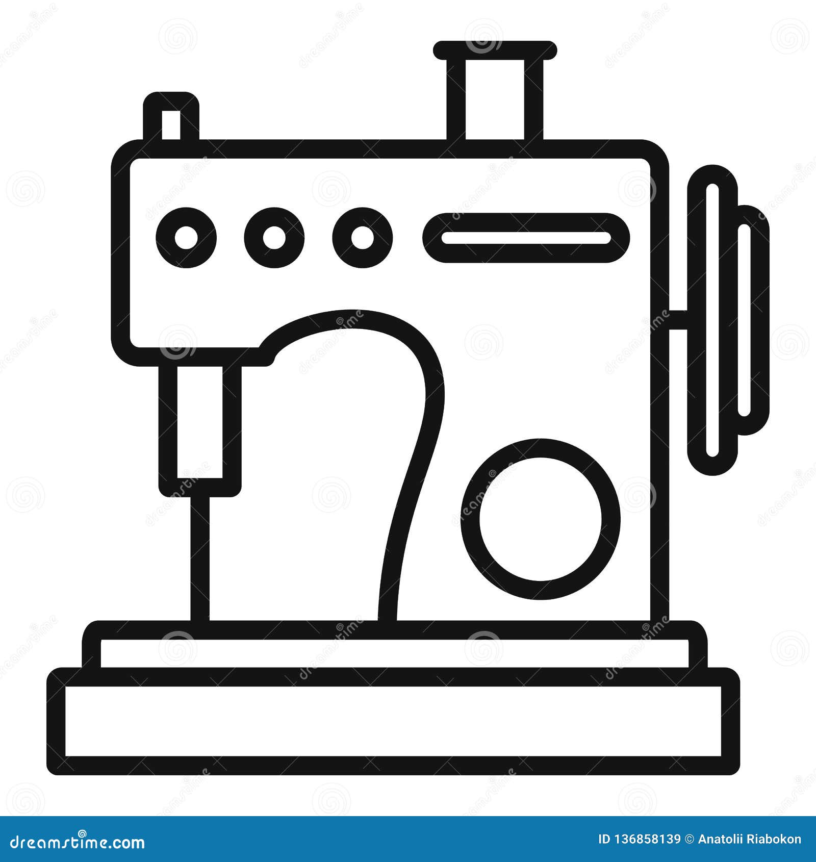 Small Sew Machine Icon, Outline Style Stock Vector Illustration of