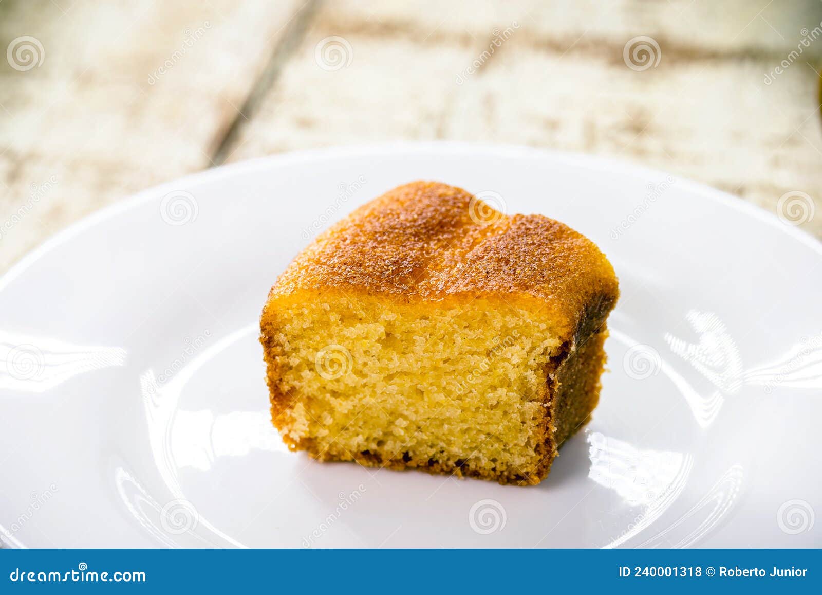 Small Slice of Cornmeal Cake, Typical Brazilian Rural Cake Made with