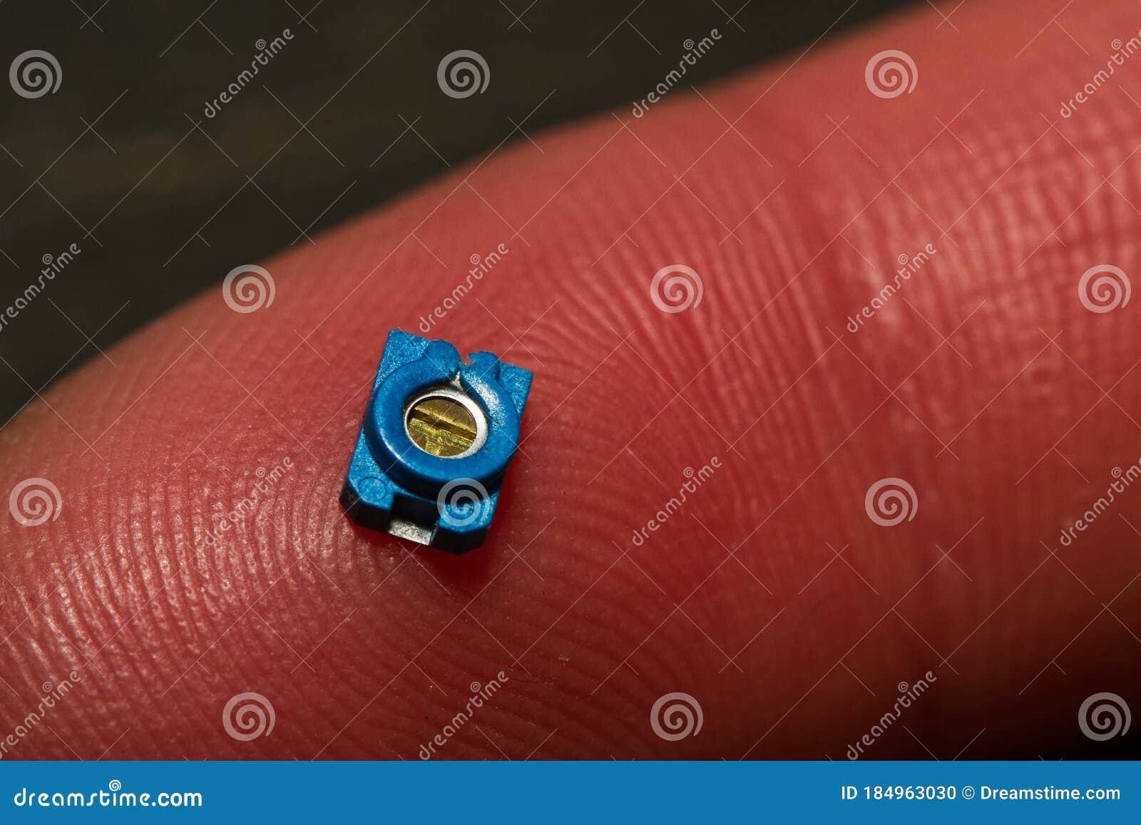 small smt trim pot resistor component on finger