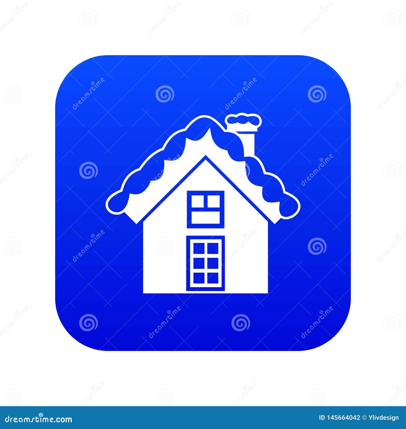 Small Snowy Cottage Icon Digital Blue Stock Vector - Illustration of