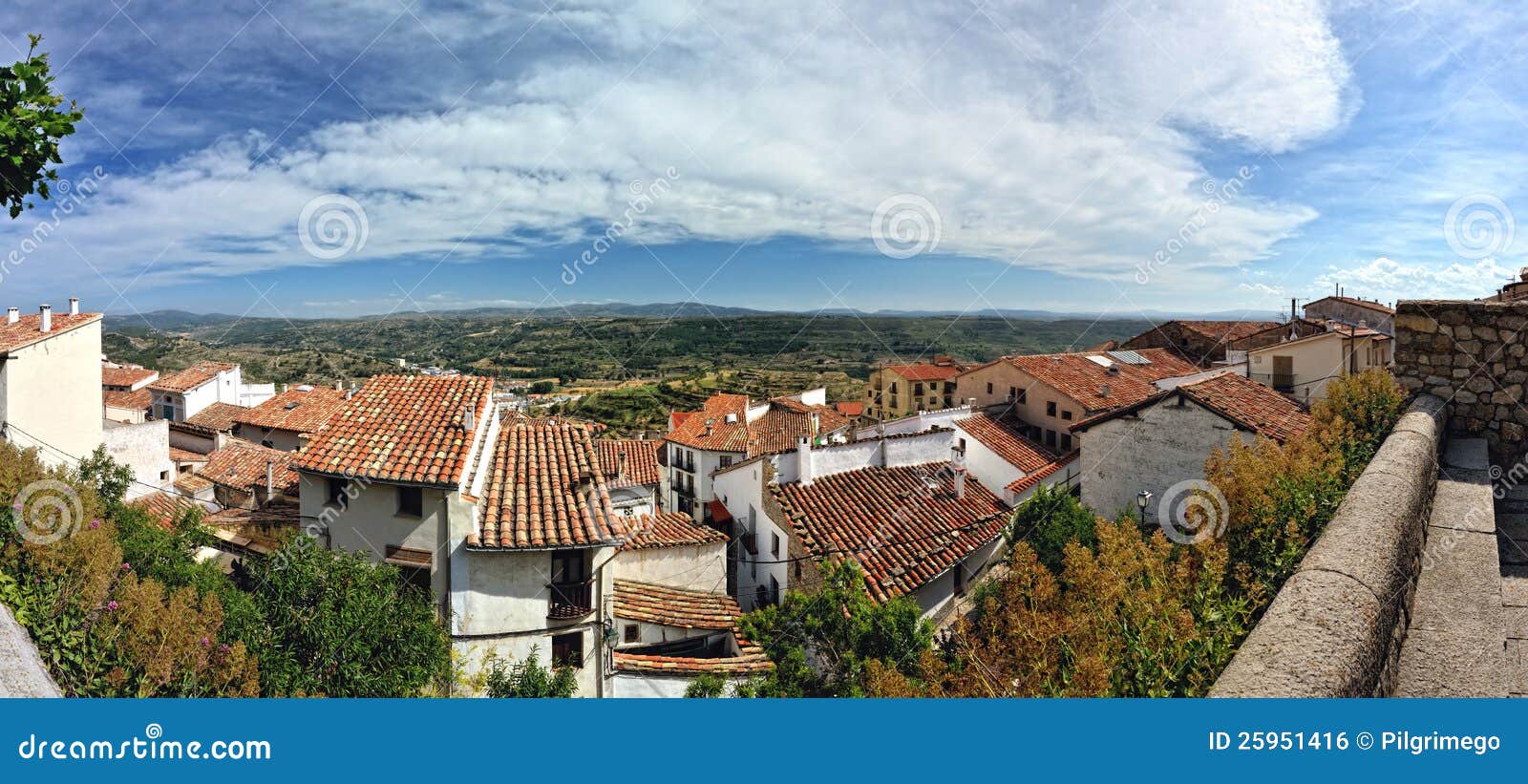 Small Spanish Morella Town with Mountain View Stock Photo Image of