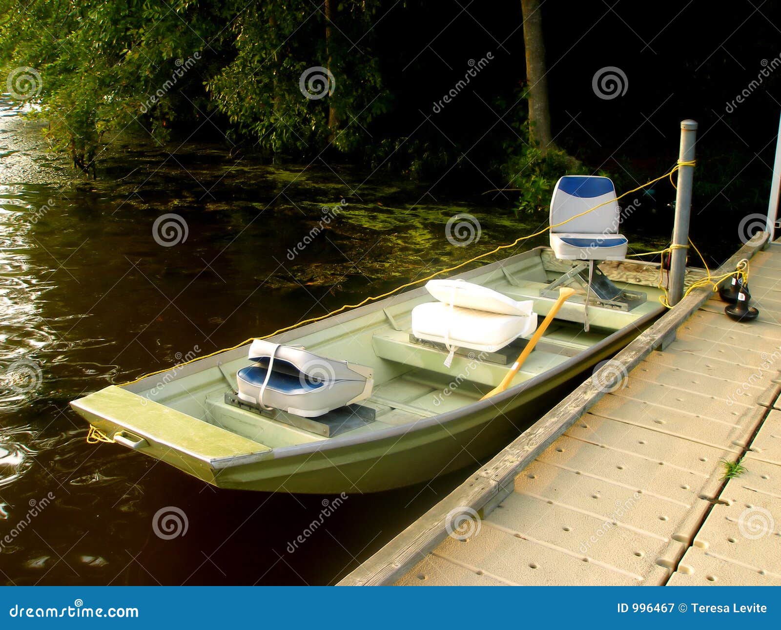 Small Sport Fishing Boat in Lake Stock Image - Image of peaceful, personal:  996467