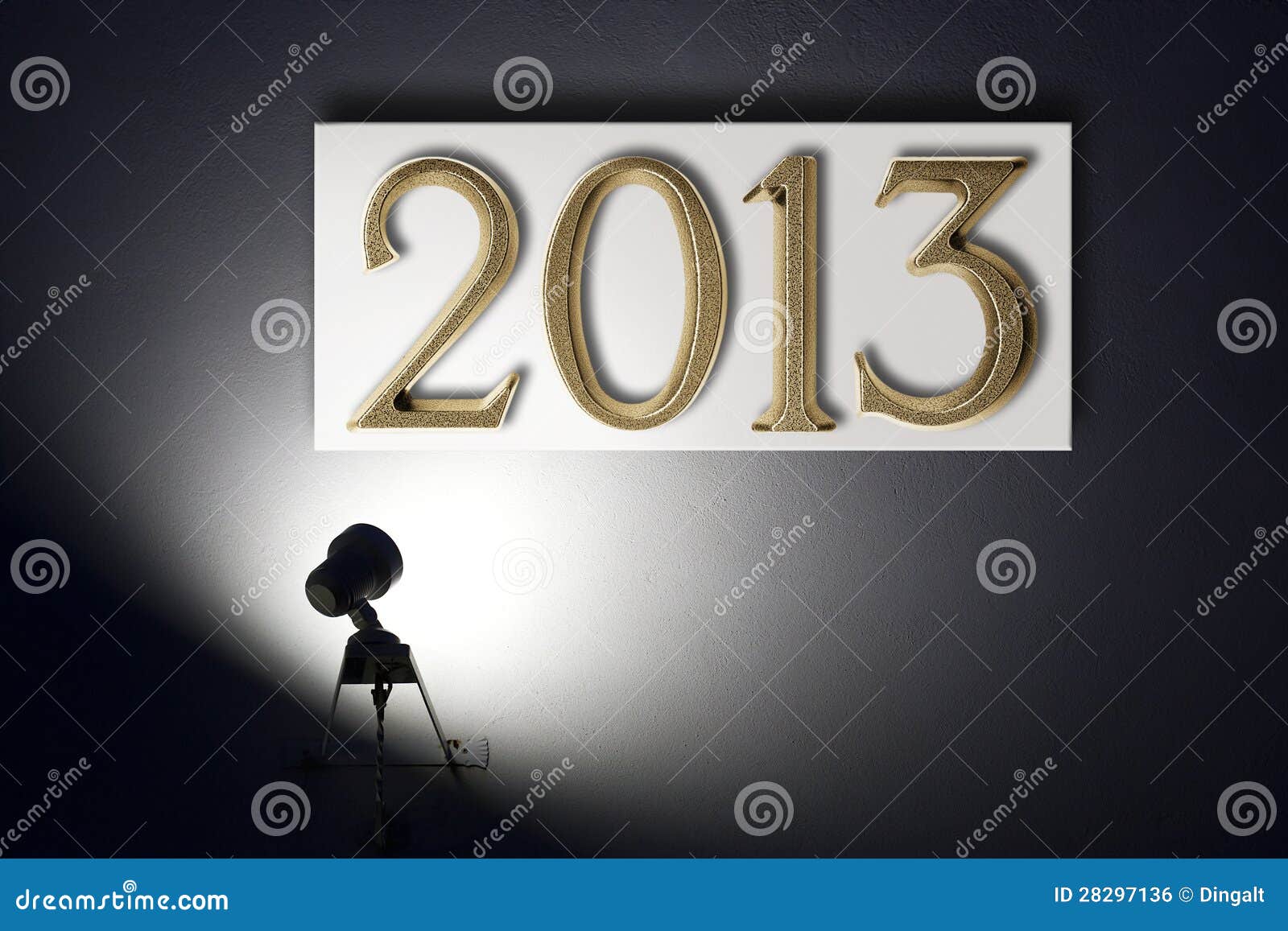 Small Spotlight Announcing the New Year Stock Photo Image of lighting