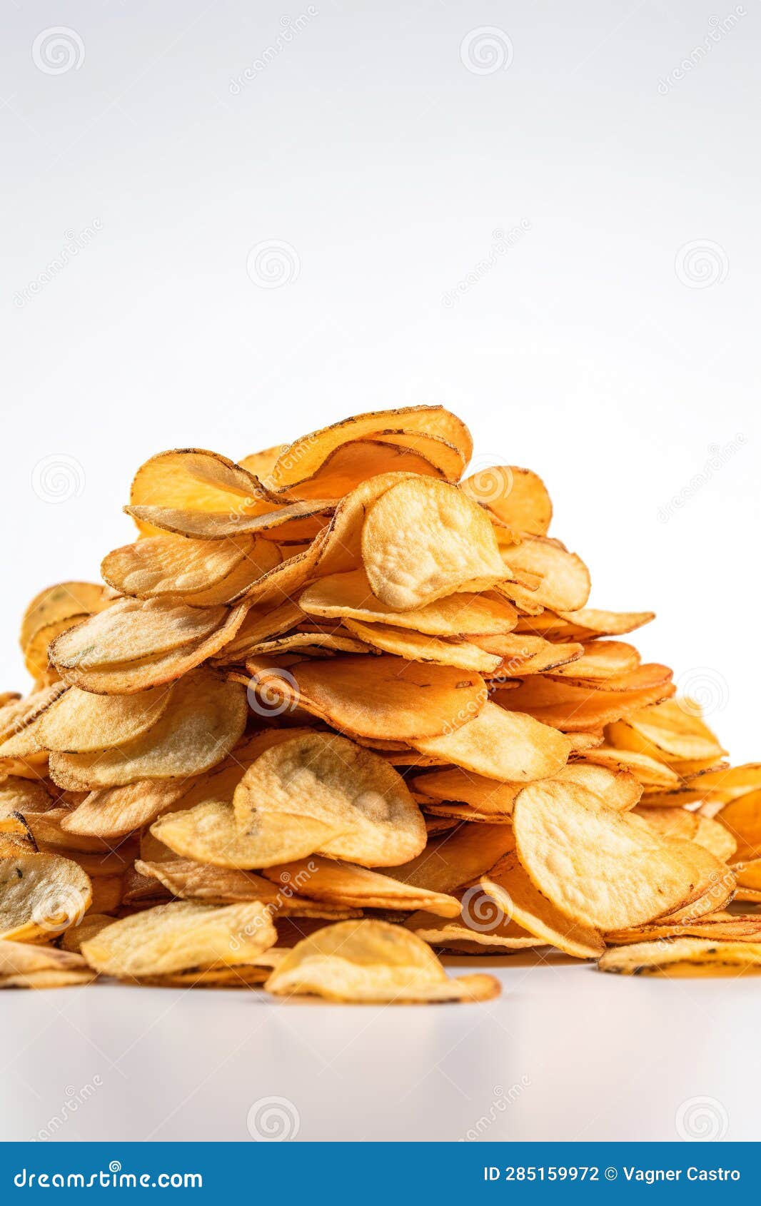 Small Stack of Delicious Crispy Potato Chips. Potato Chips Stock