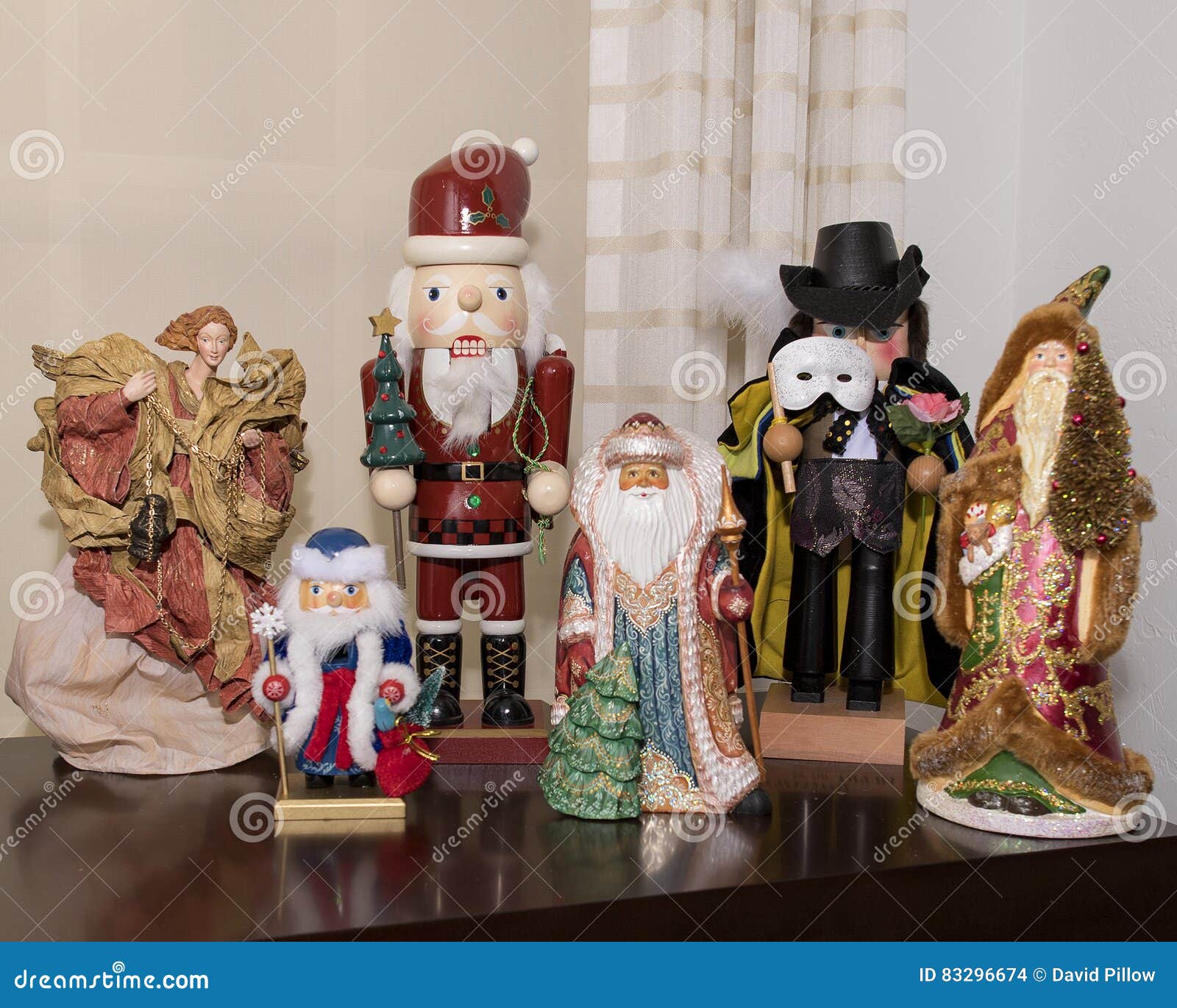 6 Small Statues of Christmas Figures Stock Photo Image of nutcracker