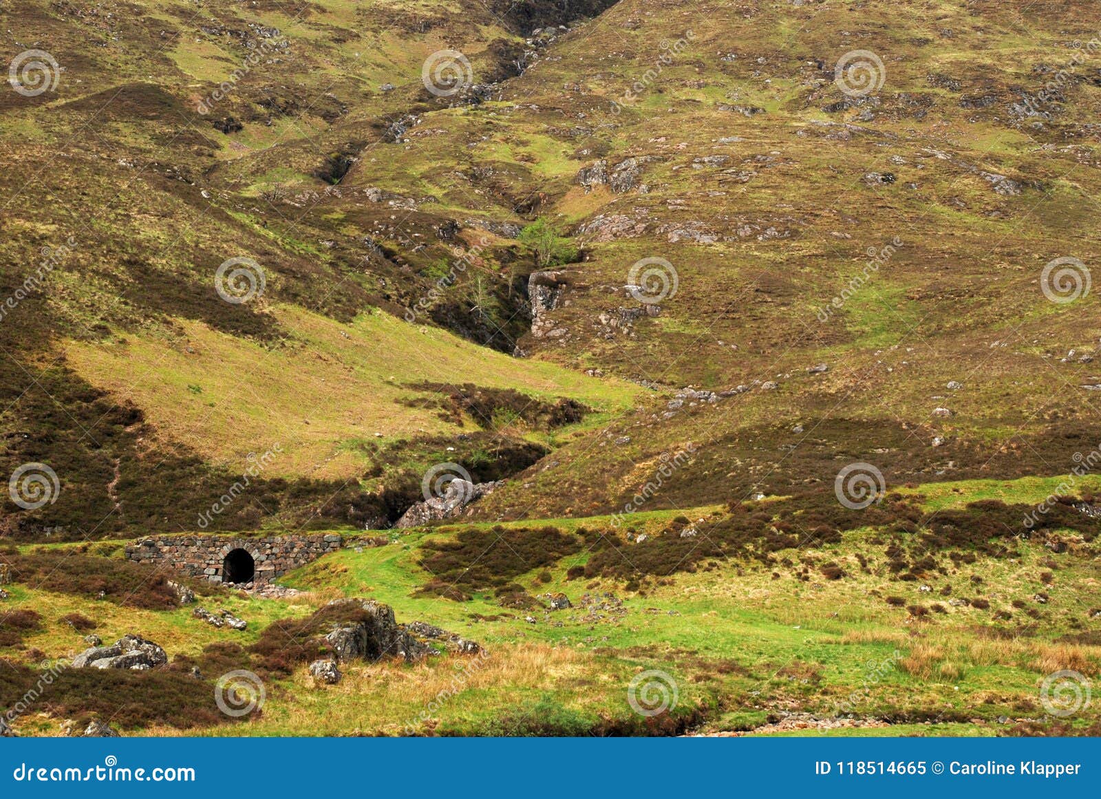 Small Stone Bridge in the Highlands in Glencoe, Scotland Stock Image