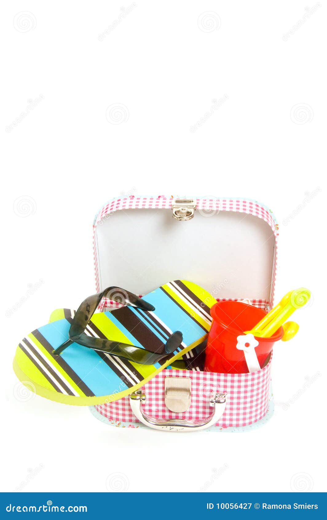 Small Suitcase with Sand Toys and Slippers Stock Image Image of suitcase, packing 10056427