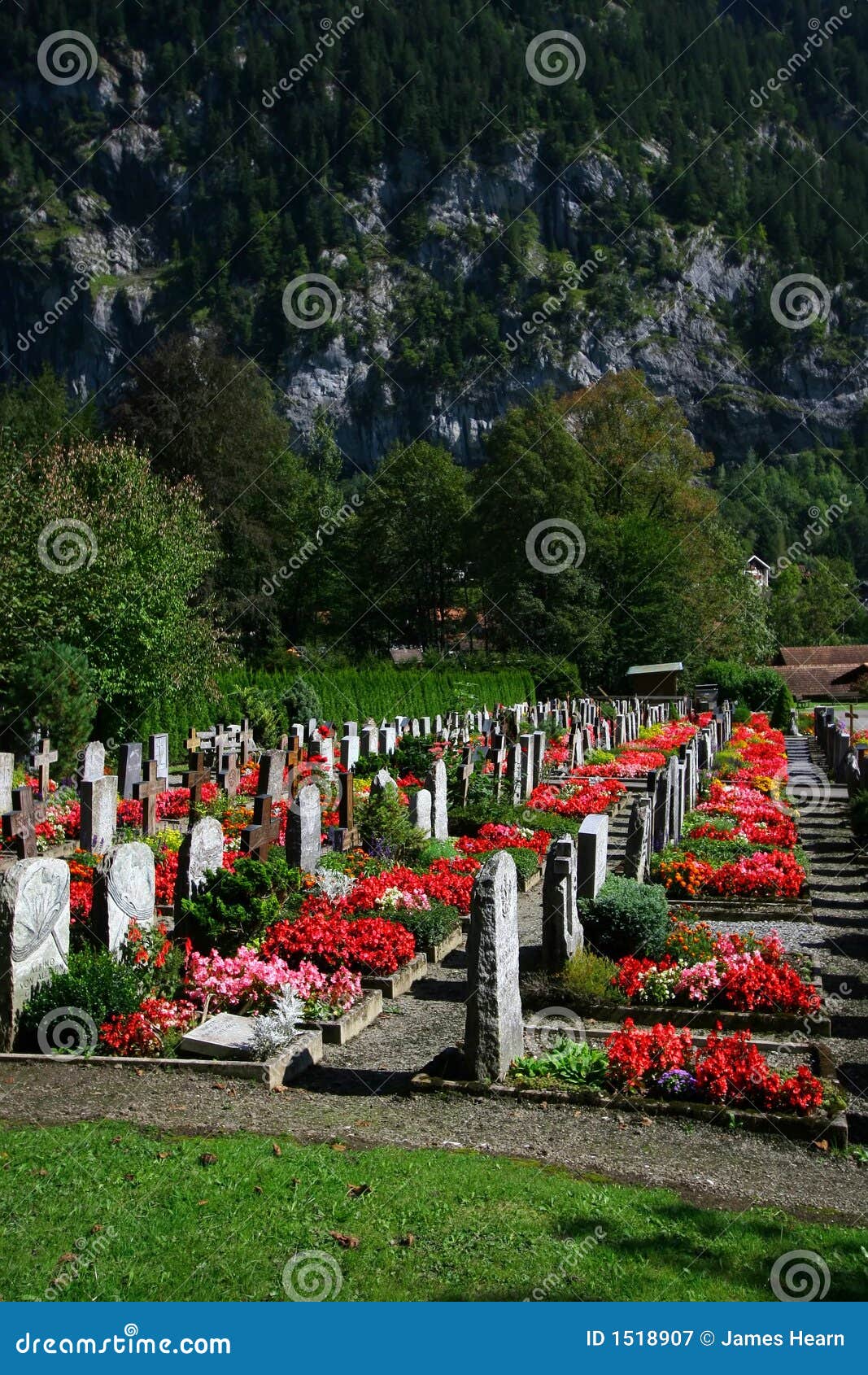 Small Swiss Cemetery stock image. Image of grave, stones 1518907
