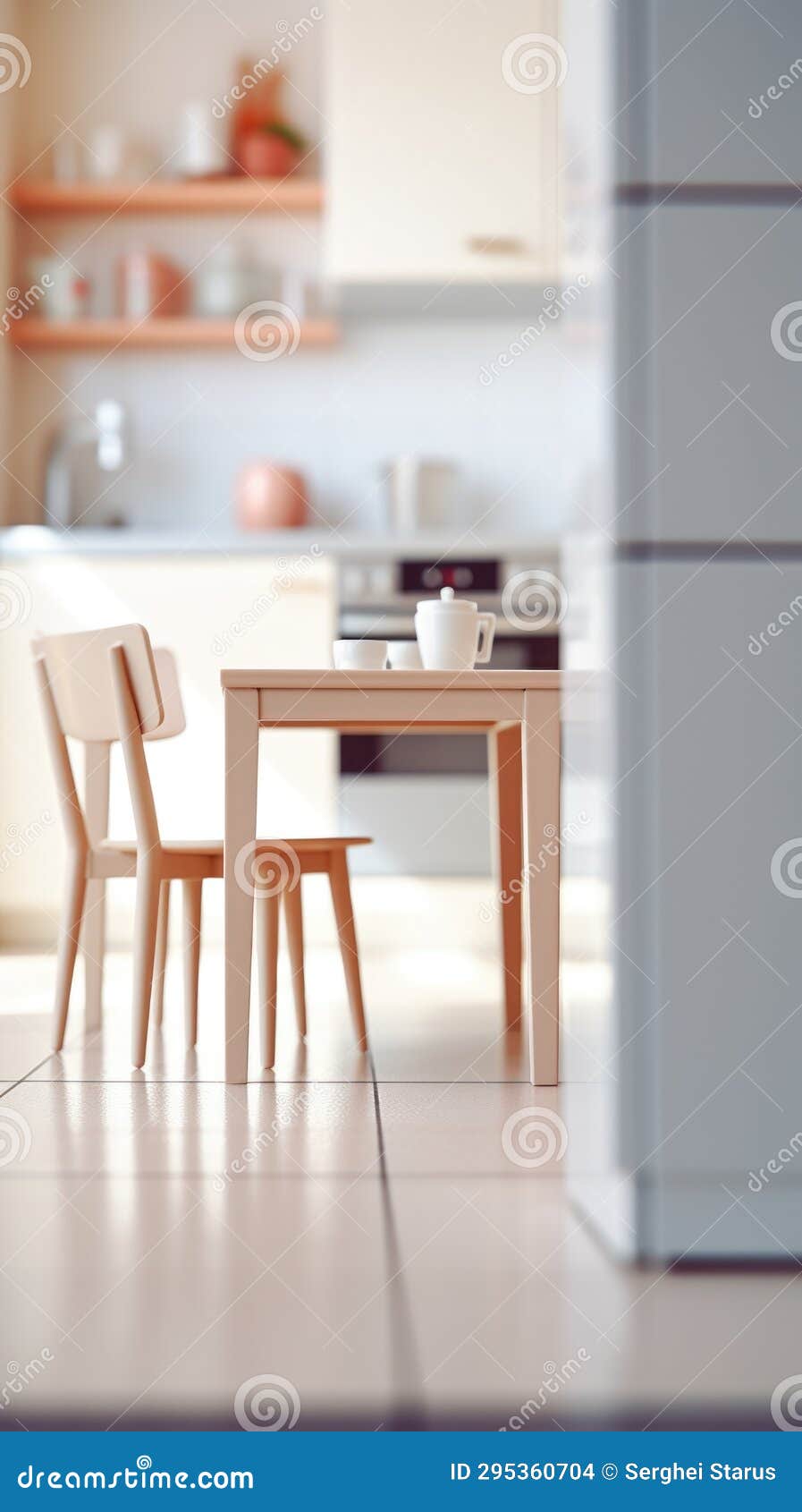 A Small Table and Chairs in a Kitchen, AI Stock Photo Image of