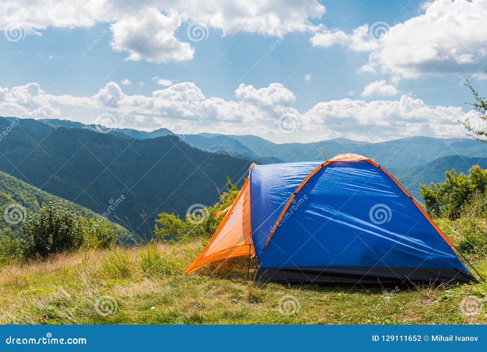 A small tent on a hill stock photo. Image of small, magnificent - 129111652