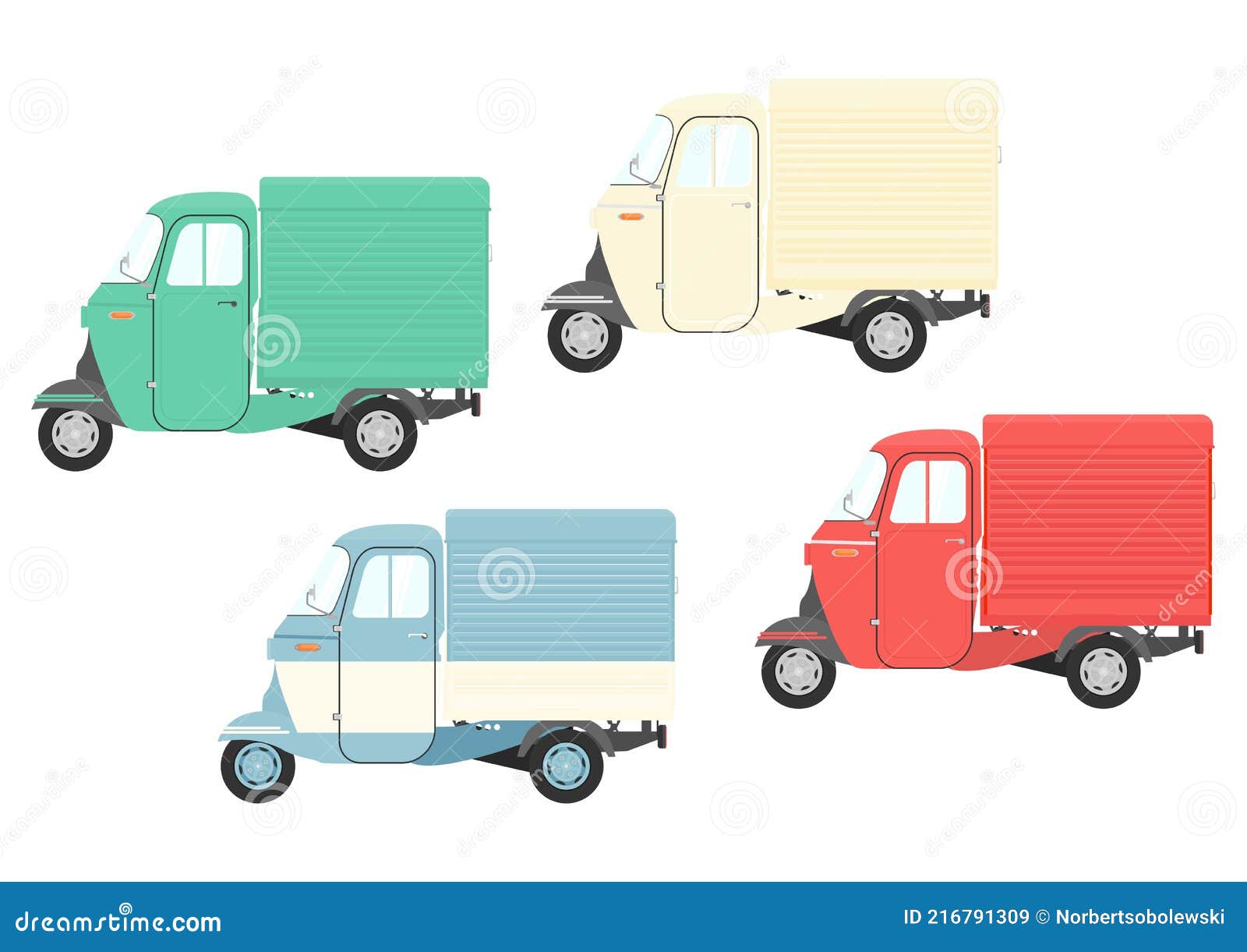 set of small three wheeled vendor car.