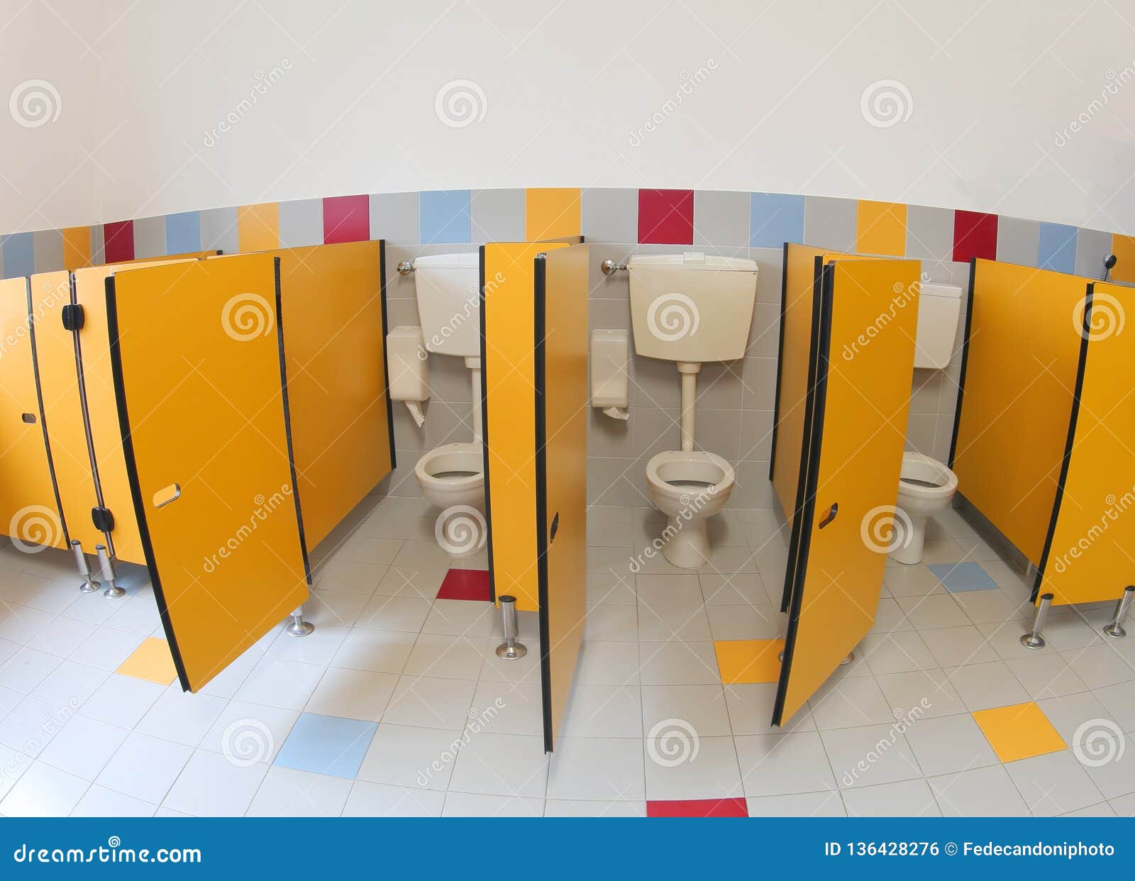 Small Toilets of a Kindergarten Stock Photo Image of door, education