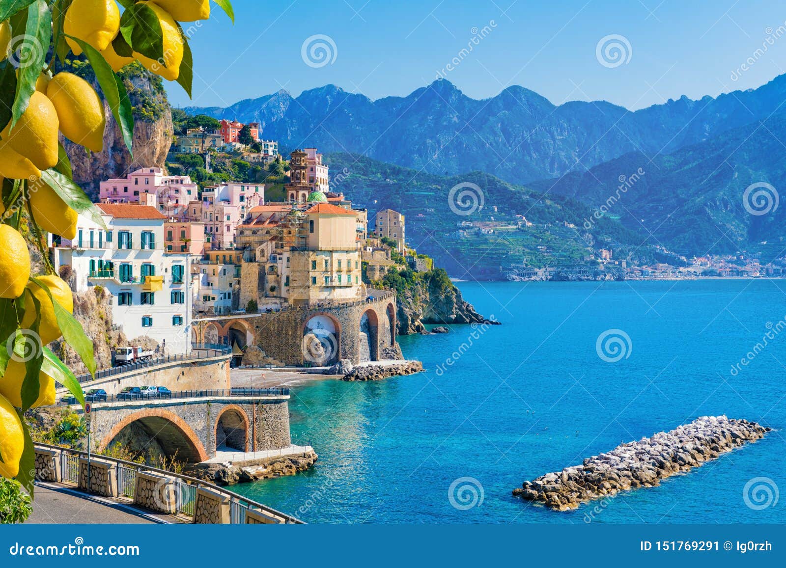 Small Town Atrani on Amalfi Coast, Province of Salerno, Campania Region Italy Stock Image - of recreational, 151769291